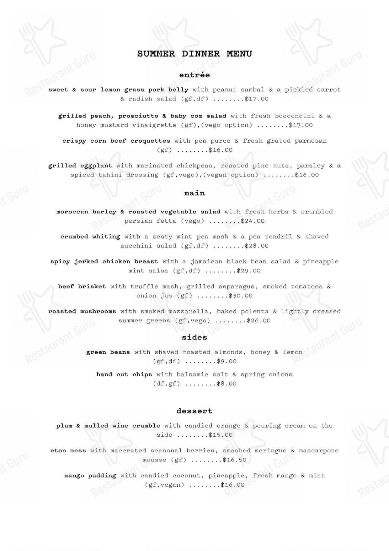 Menu at Patch Kitchen & Garden restaurant, Stirling