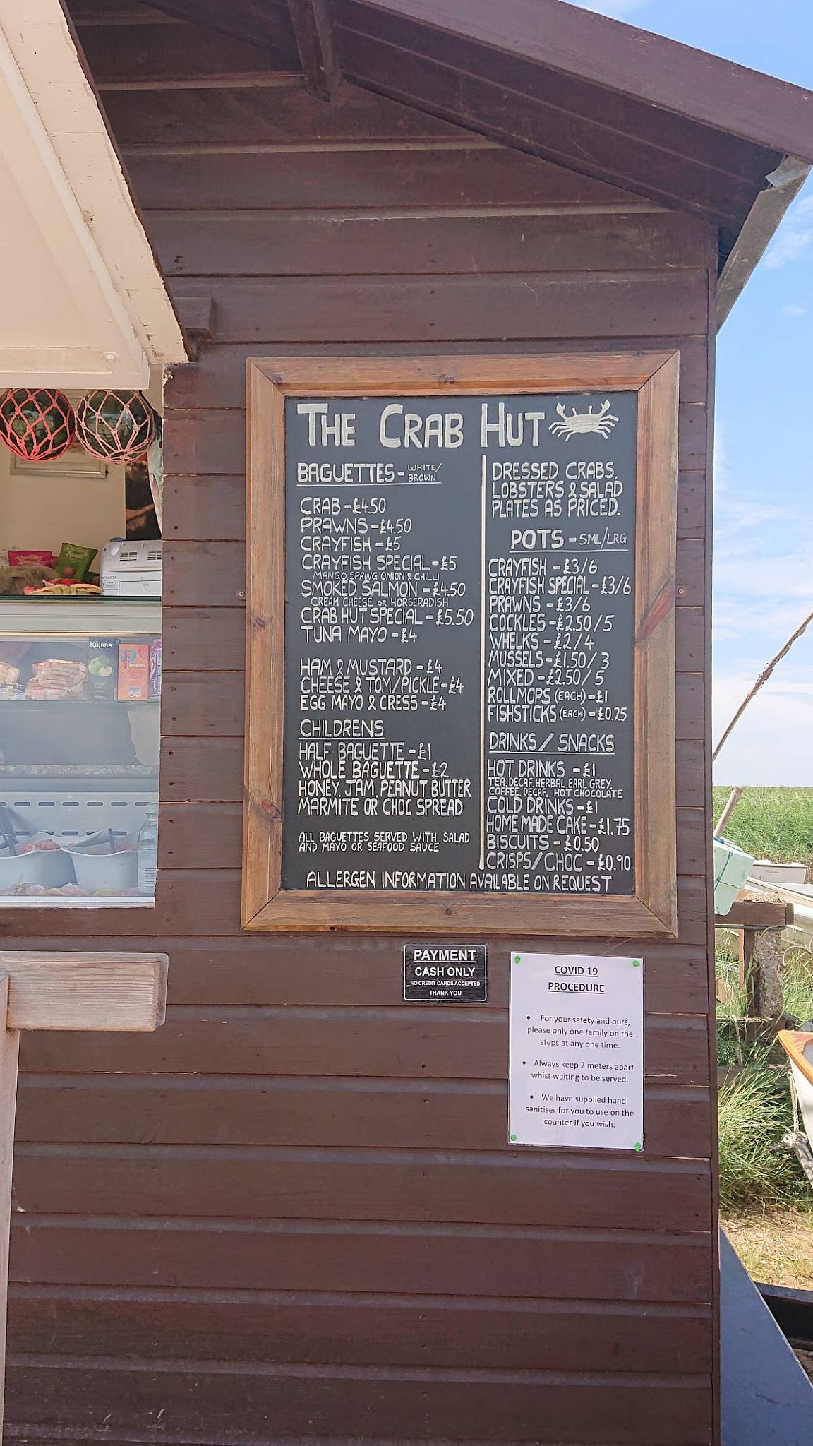 Menu at The Crab Hut restaurant, Brancaster Staithe, Harbour Way