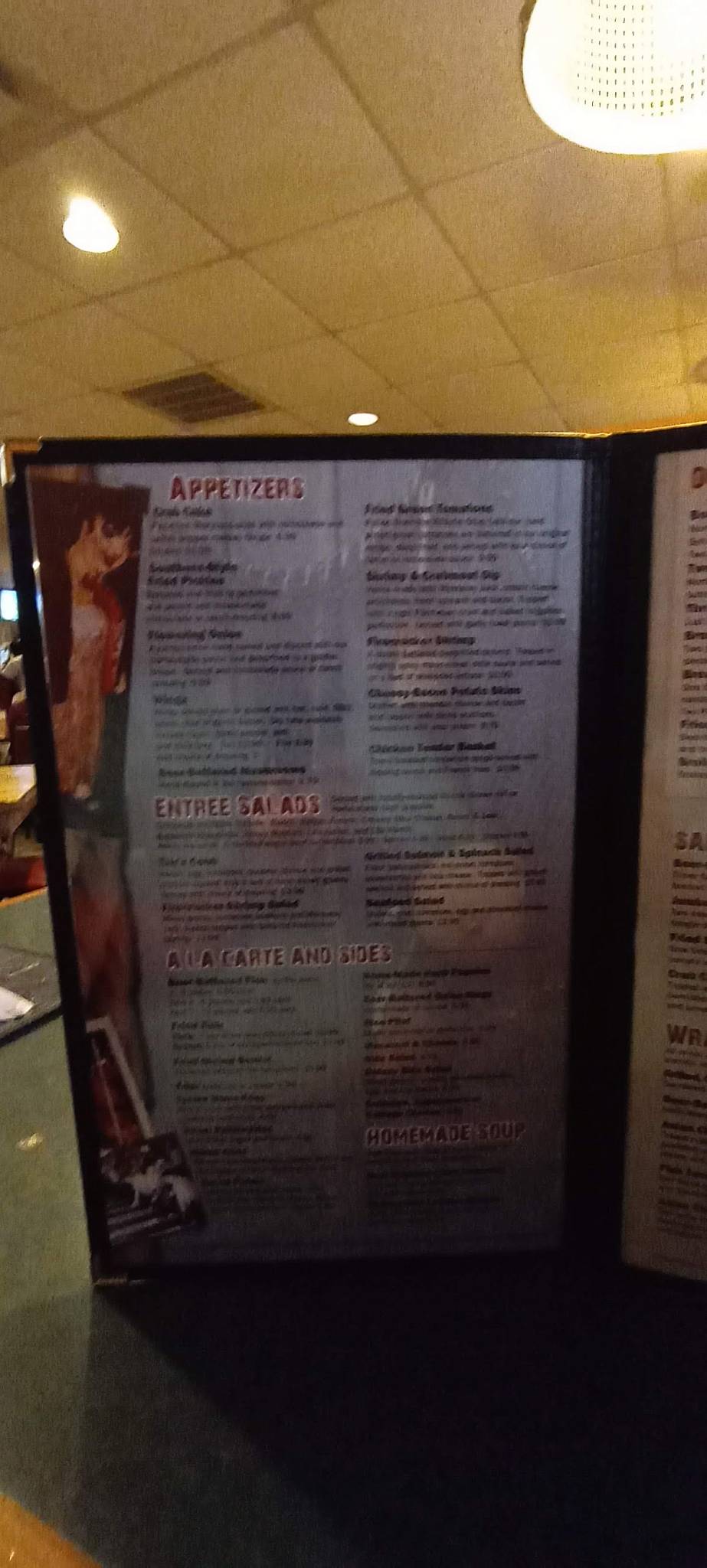 Menu at Tim's Tavern restaurant, Canton