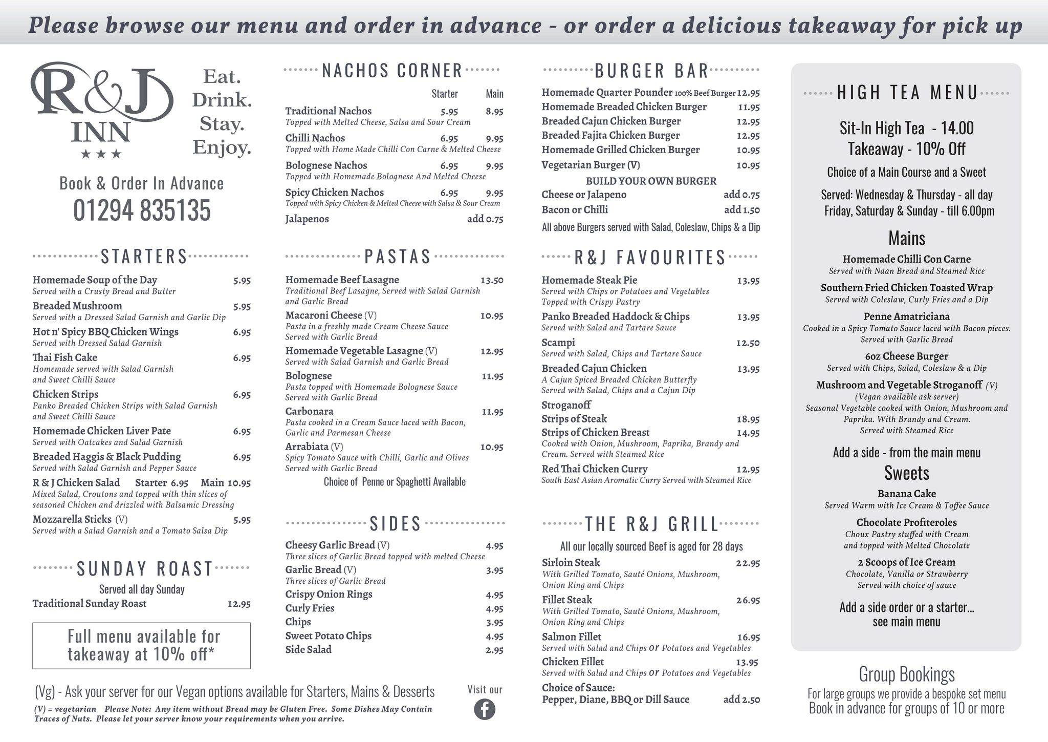 Menu at Romeo & Juliet Inn pub & bar, Dalry, Kilbirnie Road