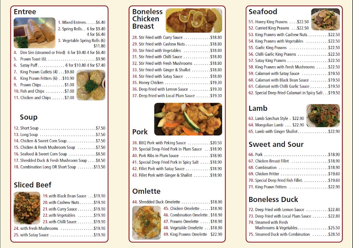 Menu at Roses Chinese Restaurant, Warwick