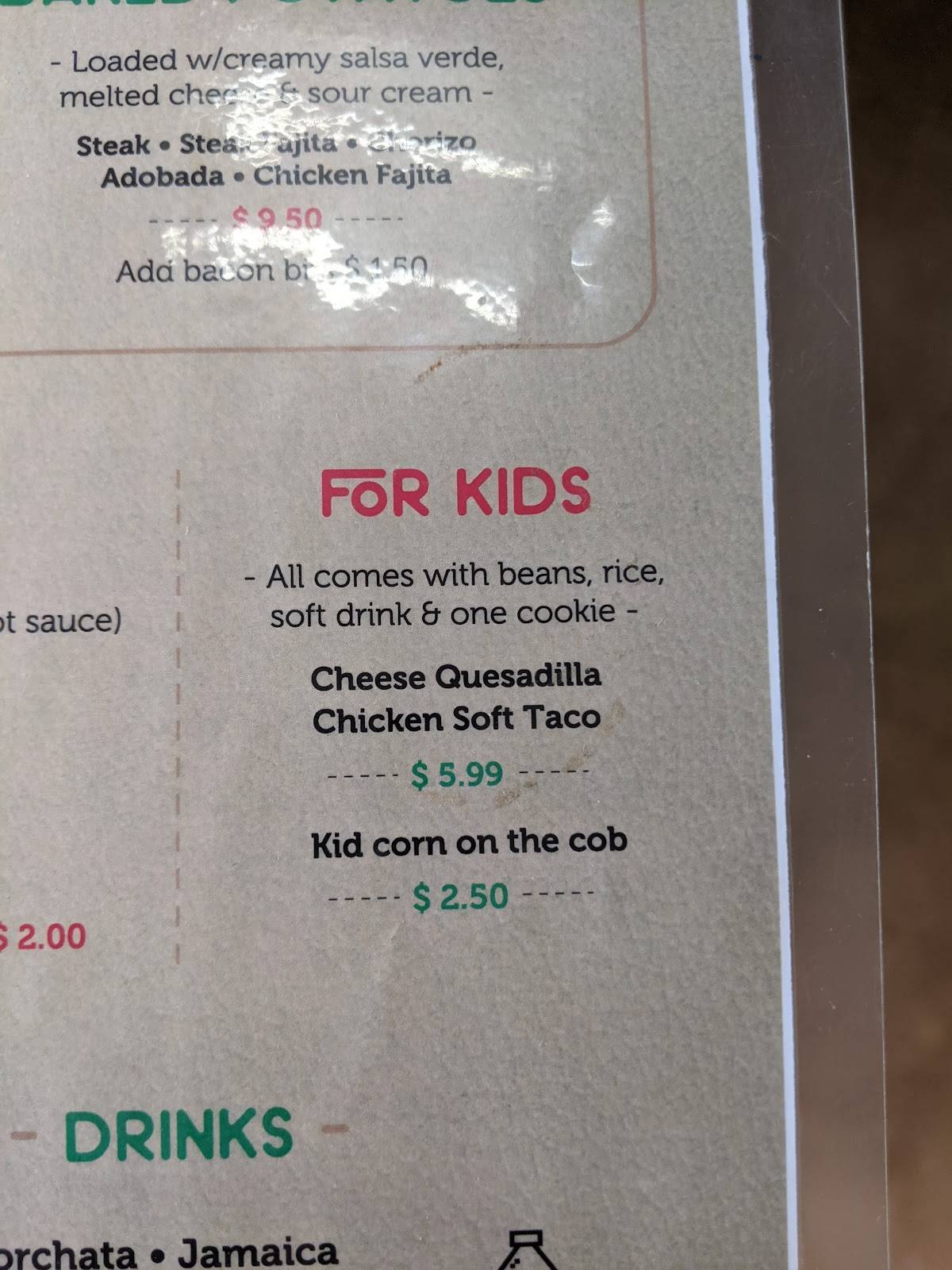 Menu at Salsa Verde Restaurant, Tucson, 210 N Pantano Rd