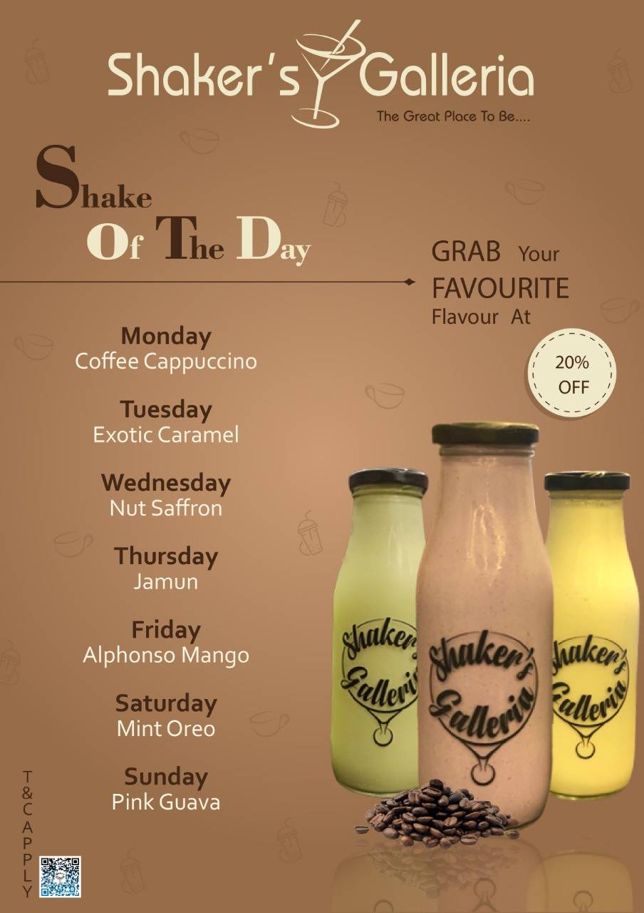 Menu at Shaker’s Galleria, Surat