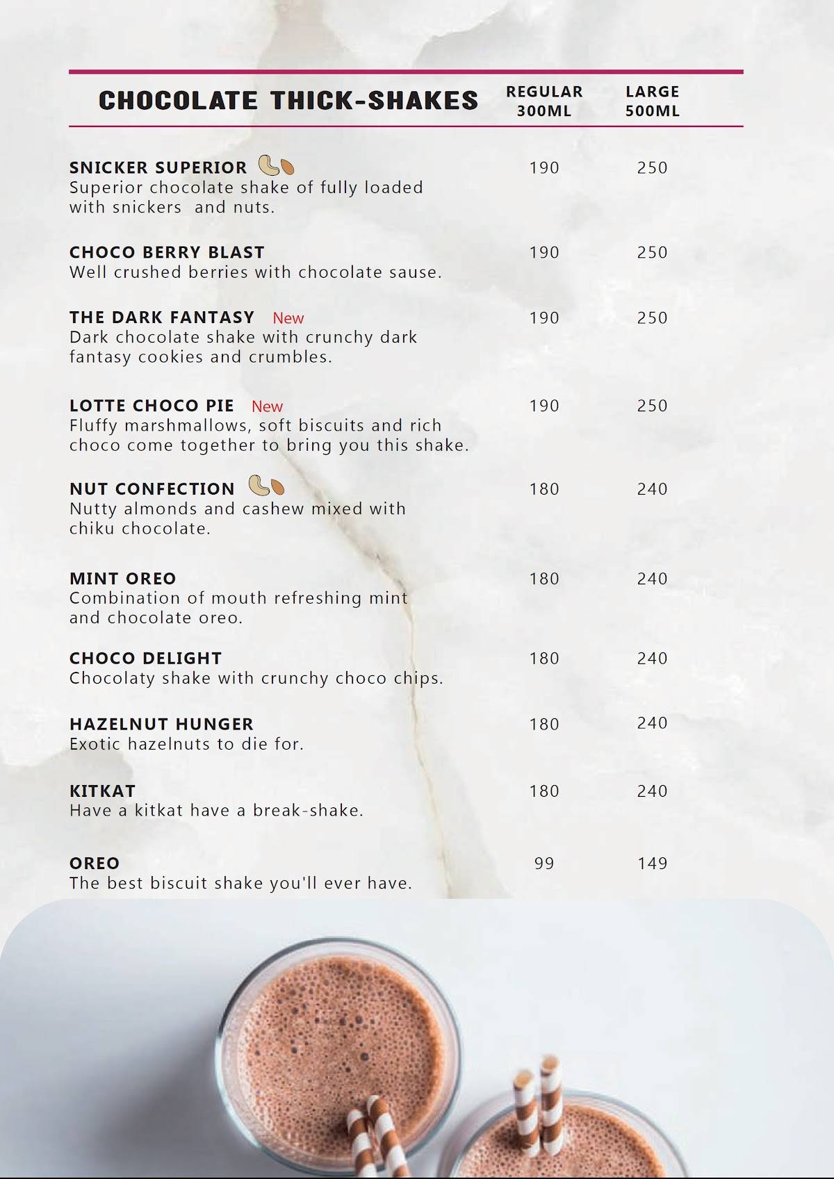 Menu at Shaker’s Galleria, Surat