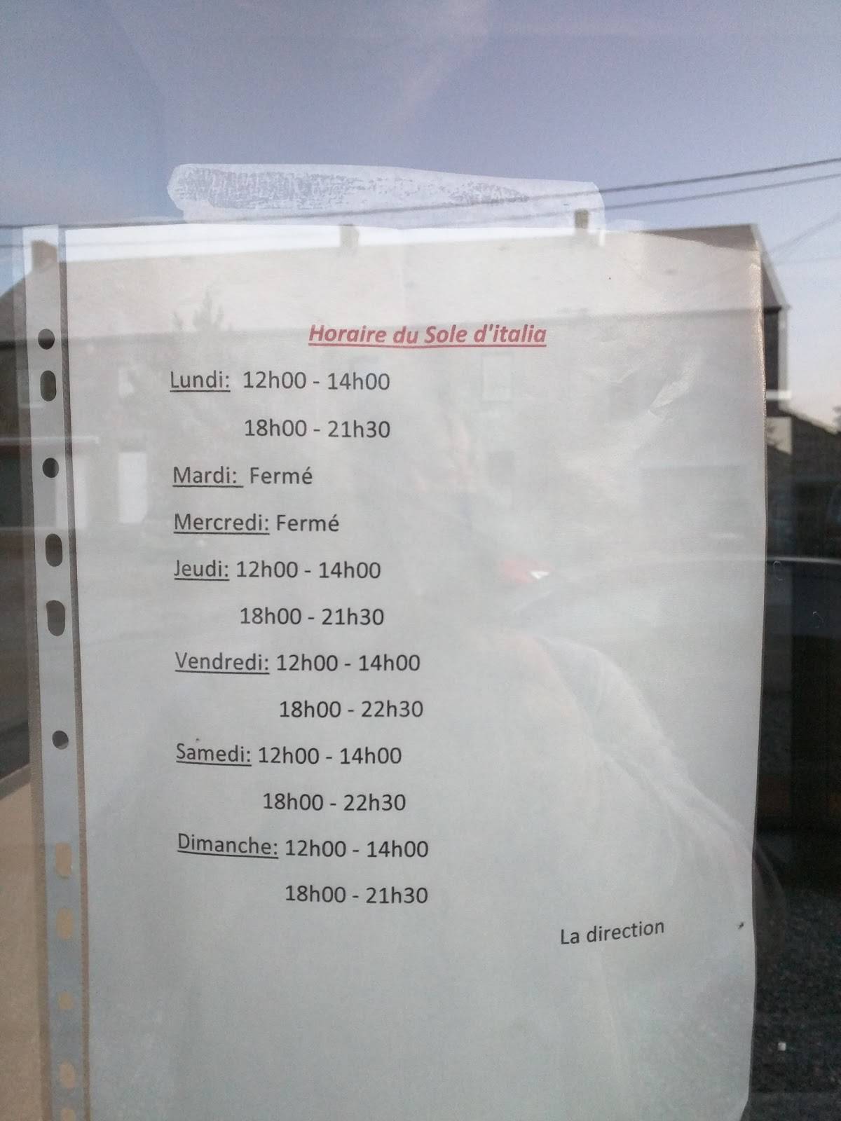 Menu au Sole d'Italia Mettet, Mettet