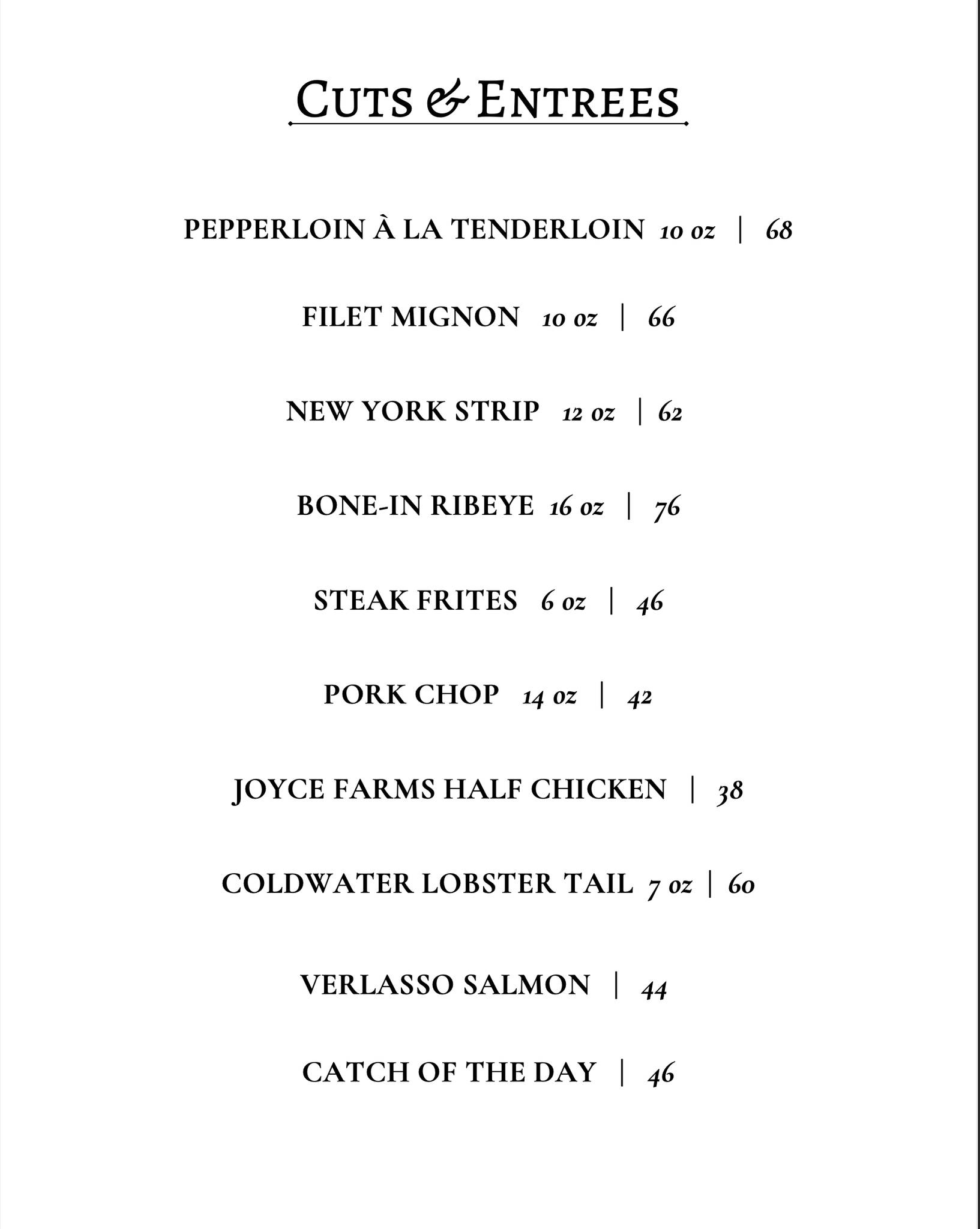 Menu at The Tenderloin Room pub & bar, St. Louis