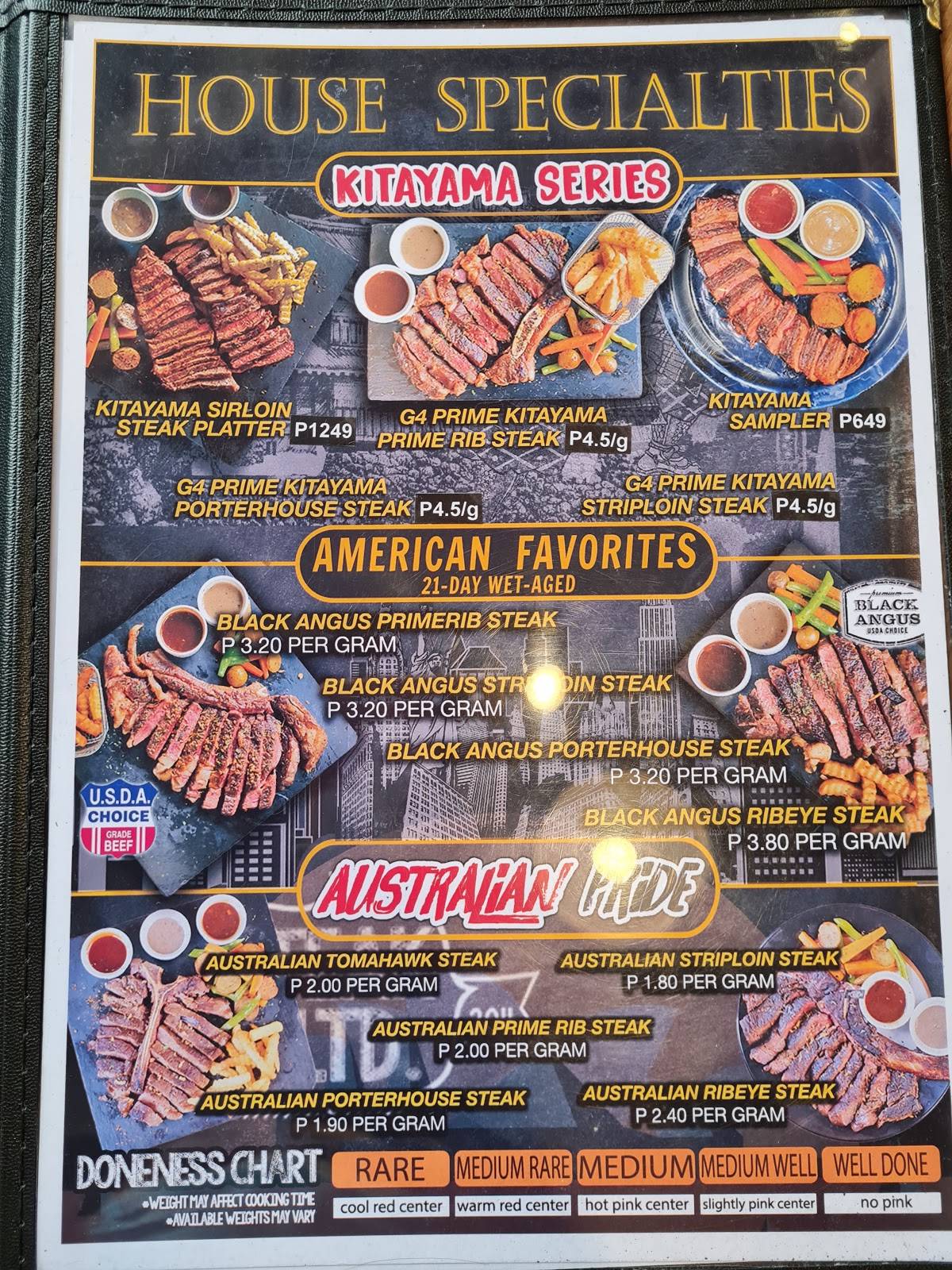 Menu at K Steak Unlimited steakhouse, Davao City, 3JJ2+JXP