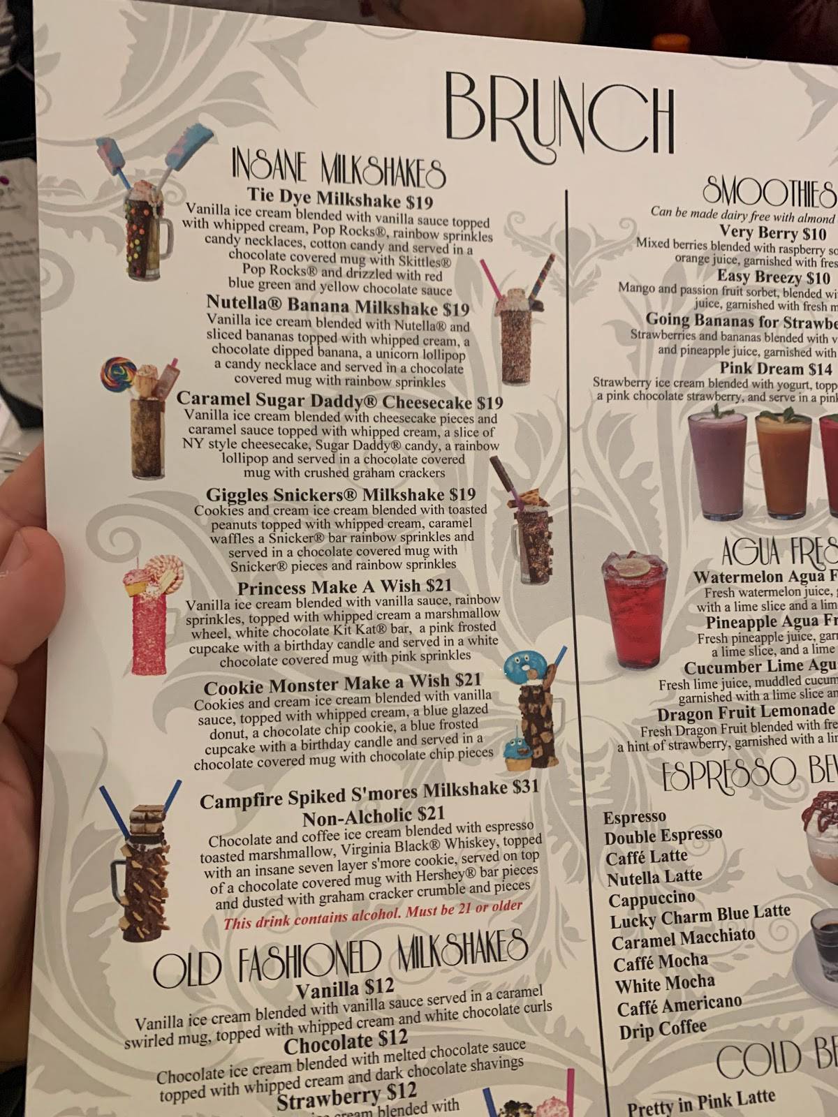 Menu at Sugar Factory Foxwoods desserts, Ledyard