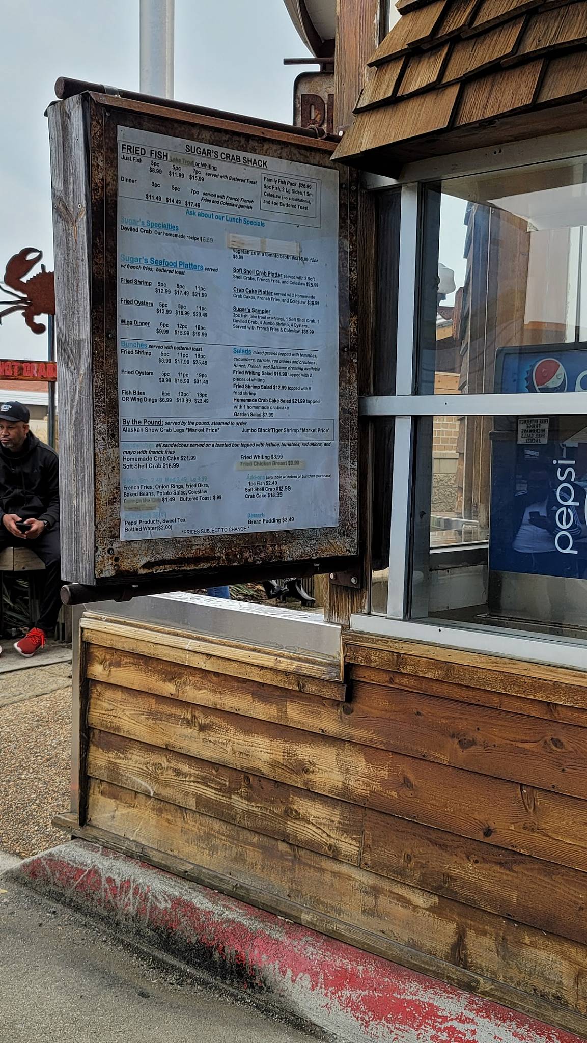 Menu at Sugar's Crab Shack restaurant, Richmond