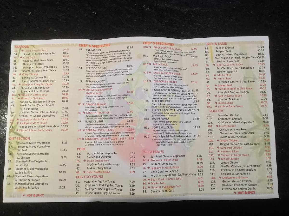 Menu At Tan Wong Restaurant Simsbury 135 West St