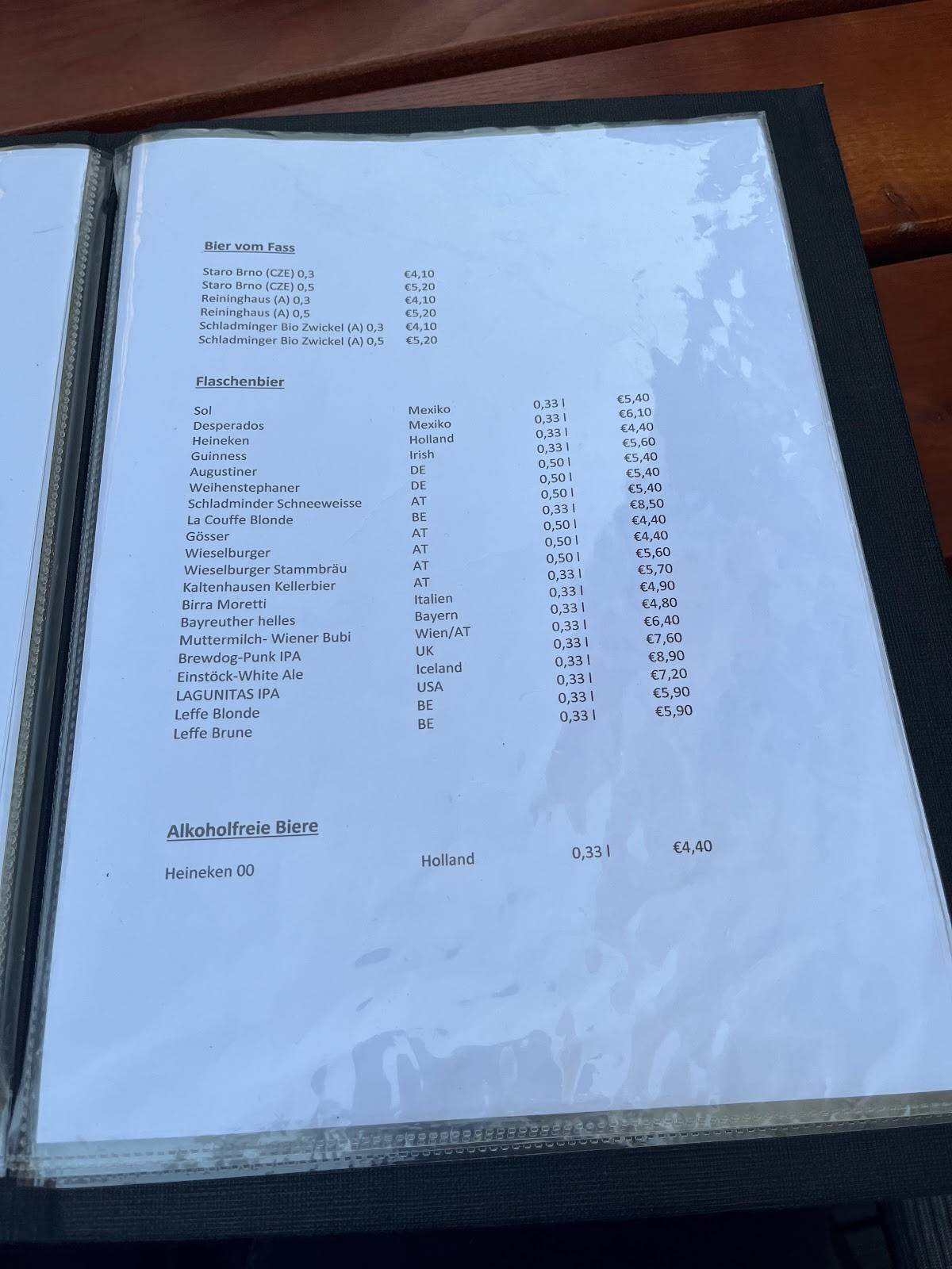 Speisekarte von The Bell PubBarRestaurant, Wien