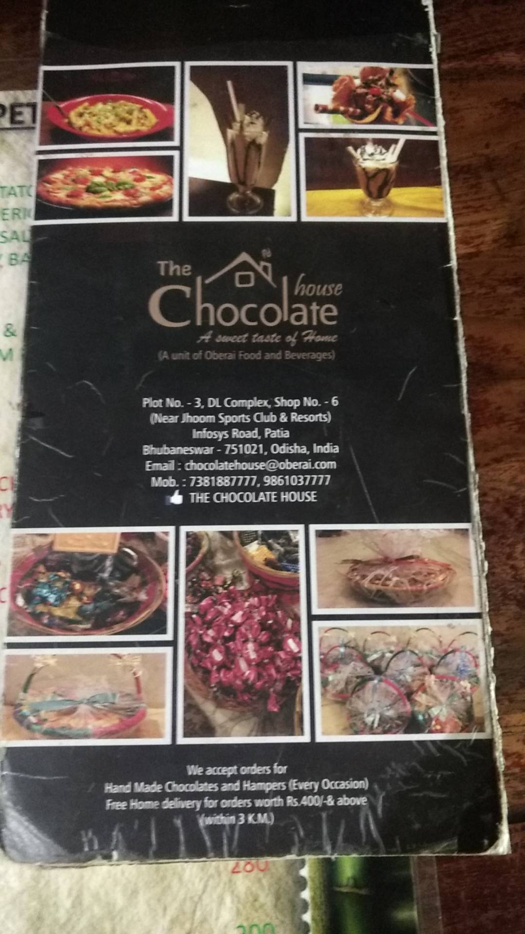 Menu at The Chocolate House, Bhubaneswar, KIIT University