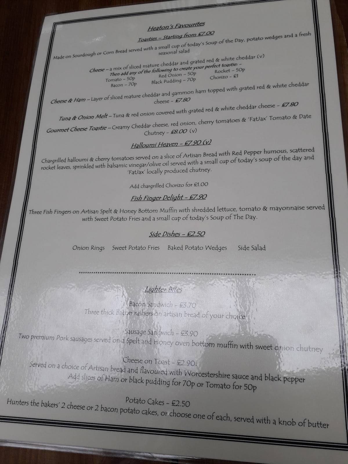 Menu at The Coffee Shop Heaton Limited cafe, Bolton