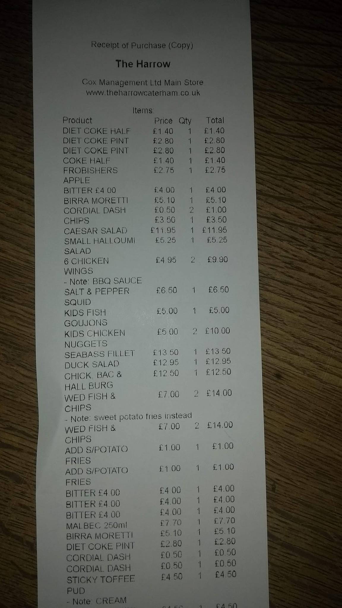 Menu at The Harrow Chaldon, Caterham pub & bar, Caterham