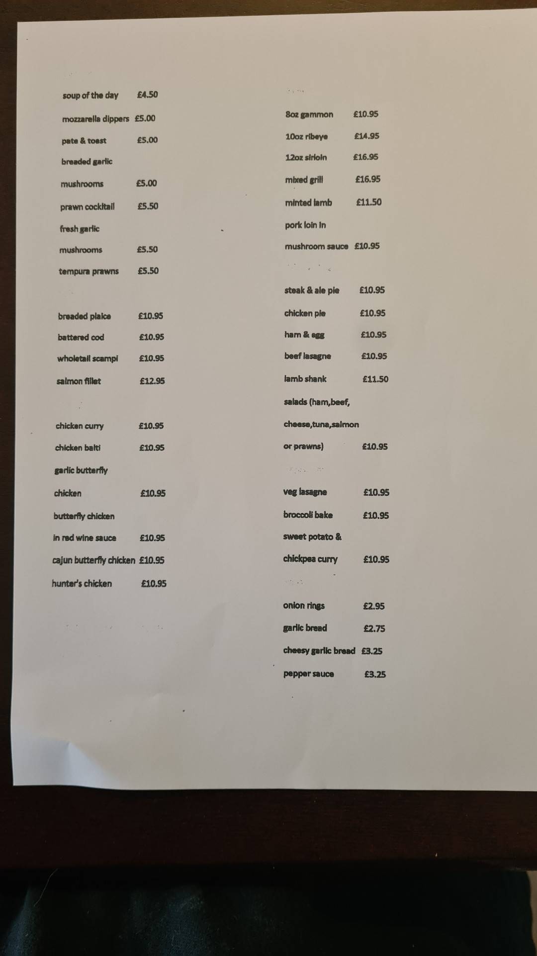 Menu at The Marquis pub & bar, Aberdare