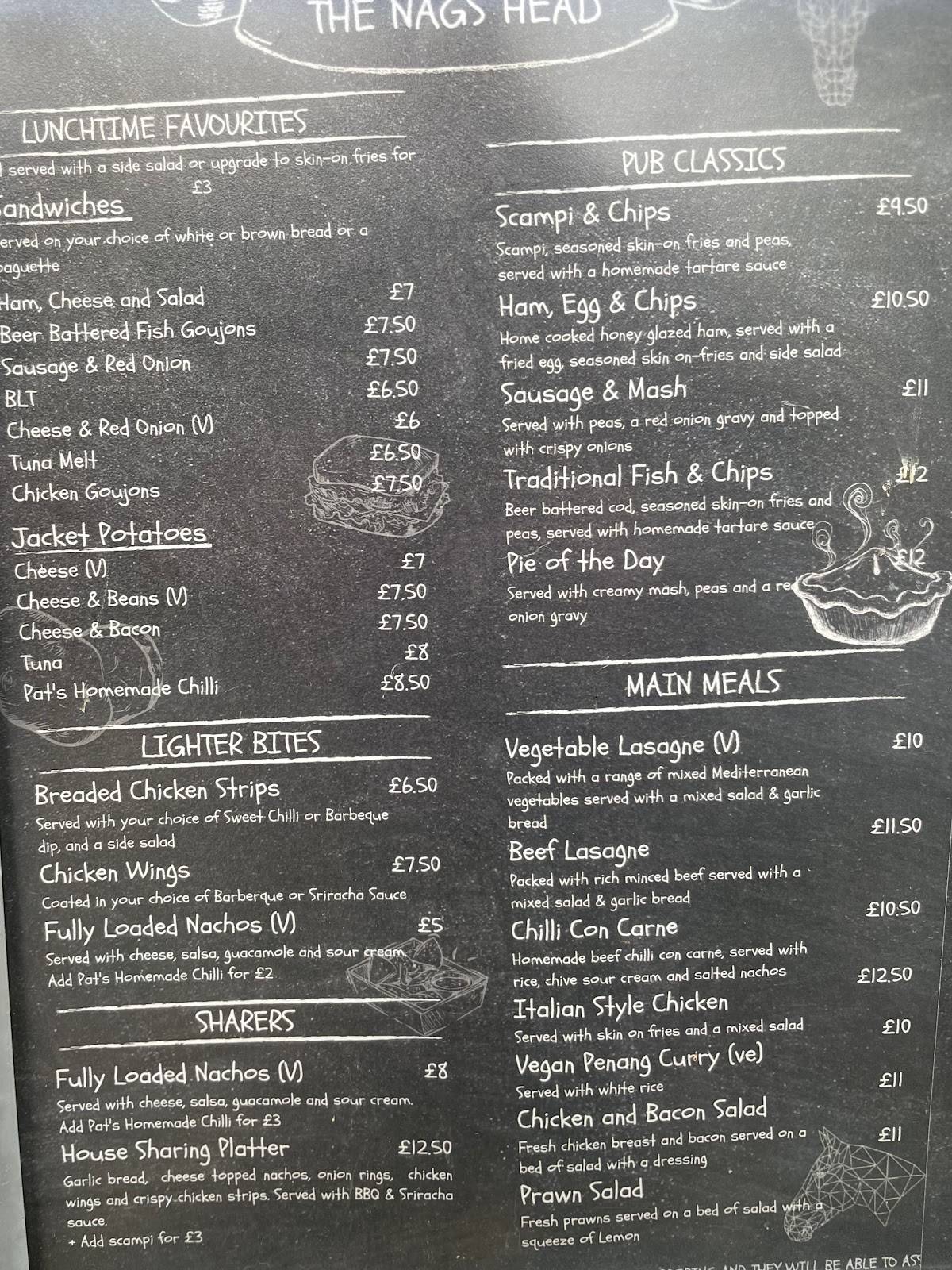 Menu at The Nags Head pub & bar, Milton Keynes