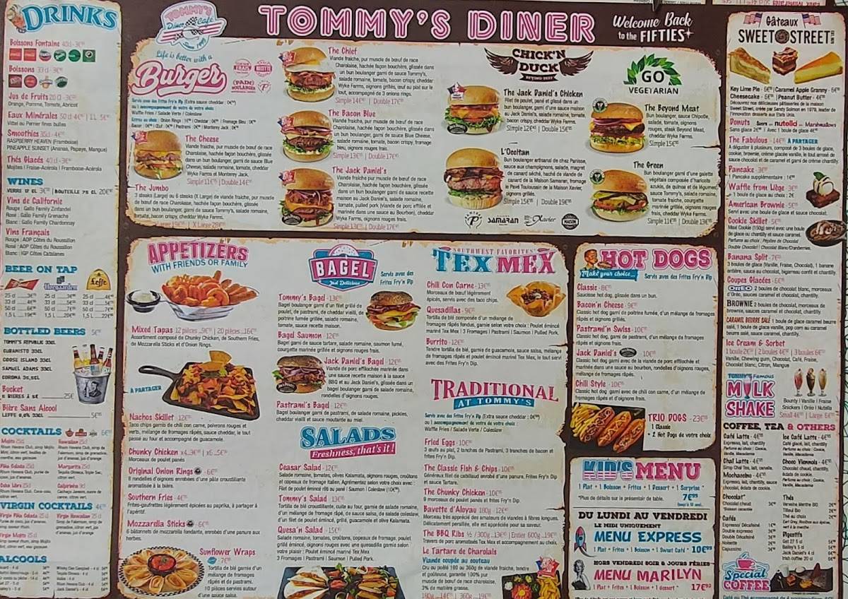 Menu au Tommy's Diner Labege restaurant, Labège