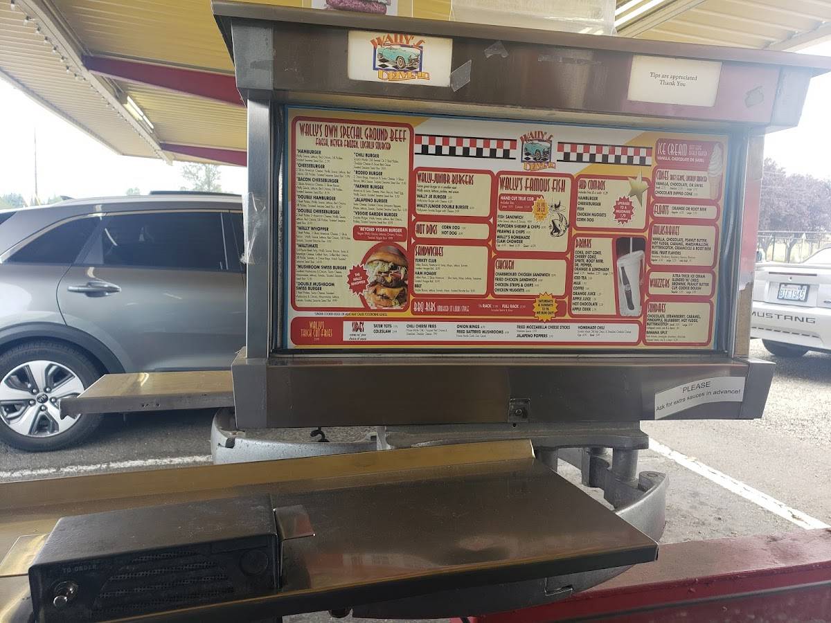 Menu at Wally's Drive-In restaurant, Buckley