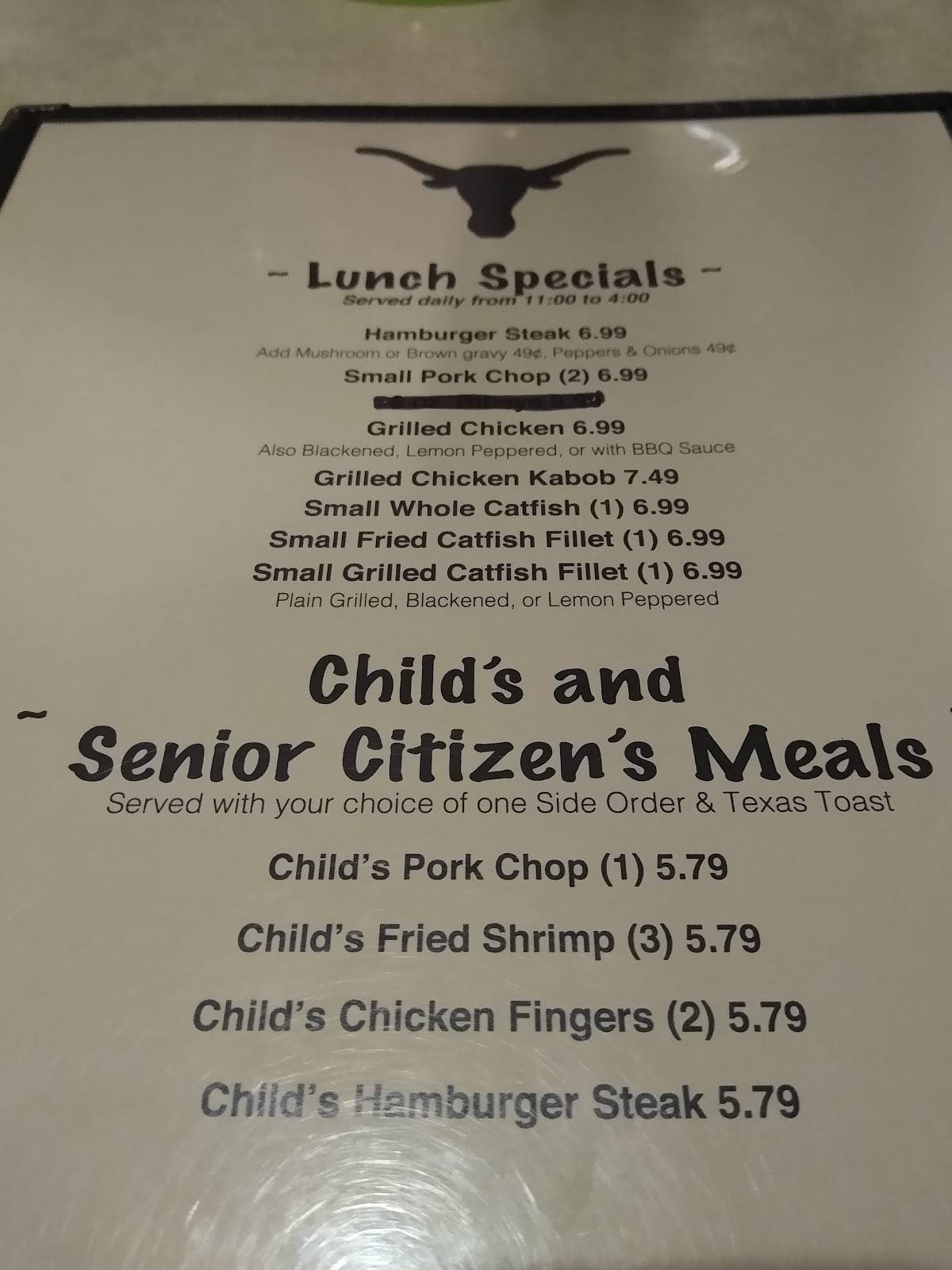 Menu at Western Sirloin Steakhouse, Moulton, AL157