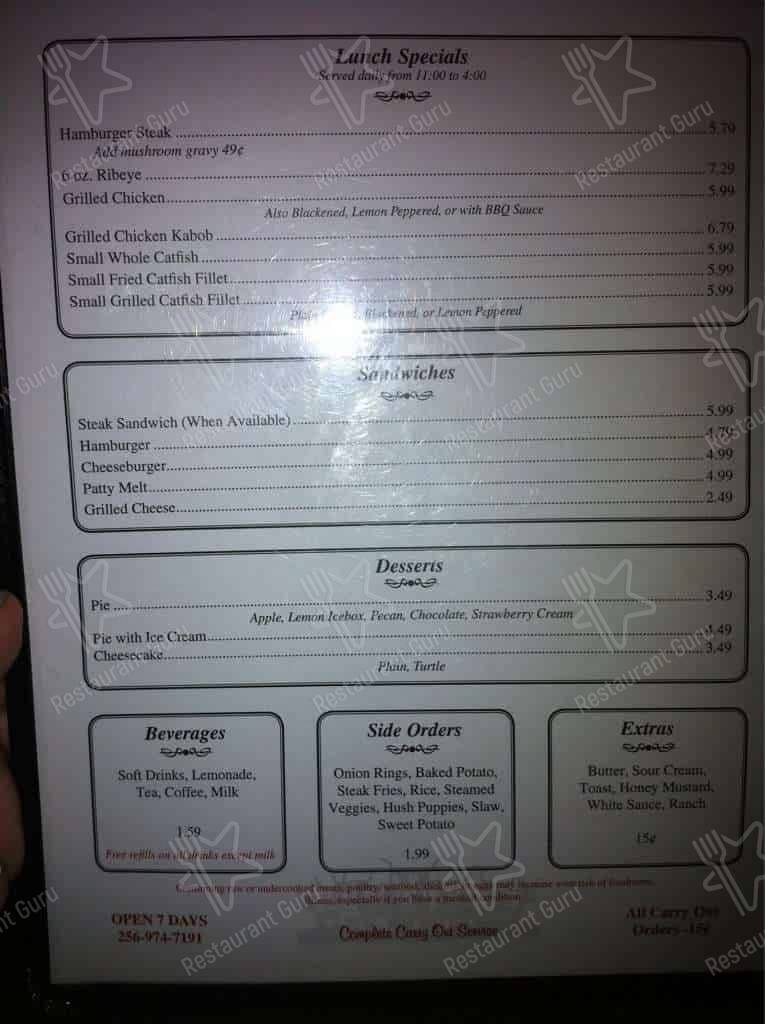 Menu at Western Sirloin Steakhouse, Moulton, AL157