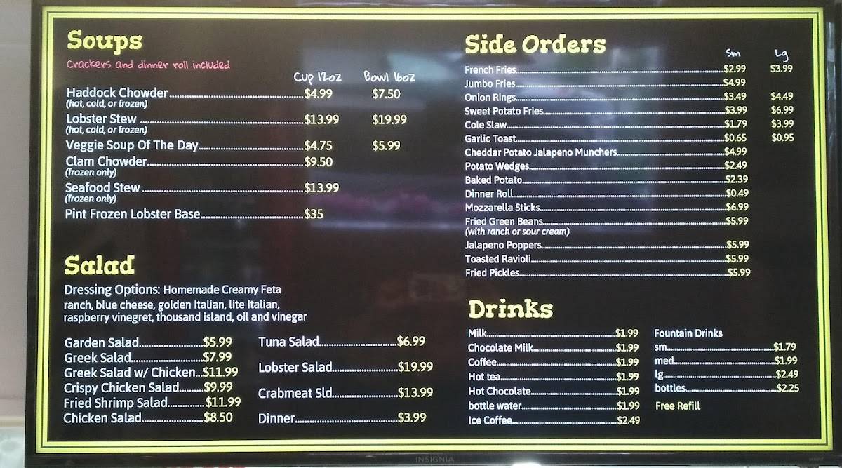 Menu at Sea Basket restaurant, Wiscasset