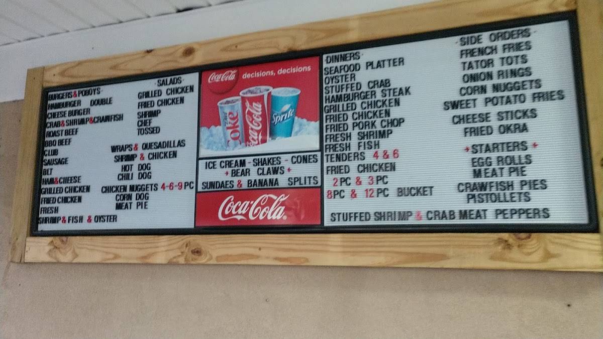 Menu at ABear's Diner restaurant, New Iberia
