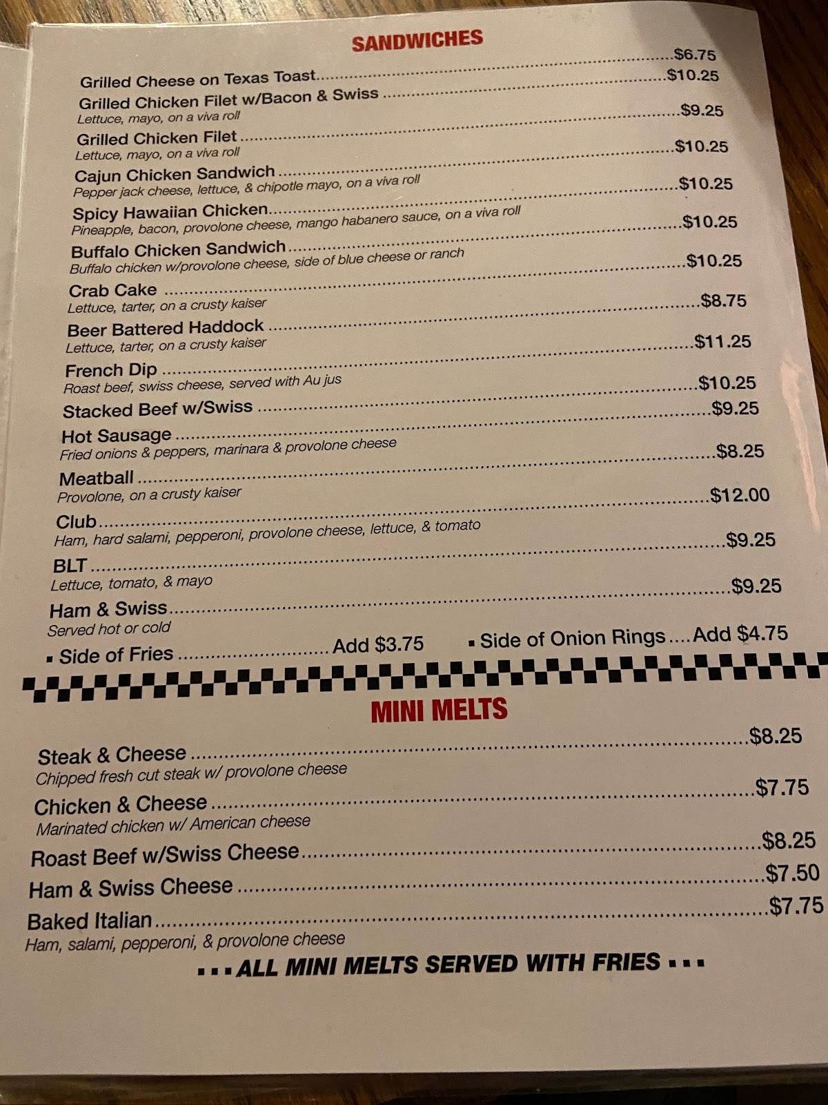 Menu at Jack &amp; Georges pub &amp; bar, Altoona