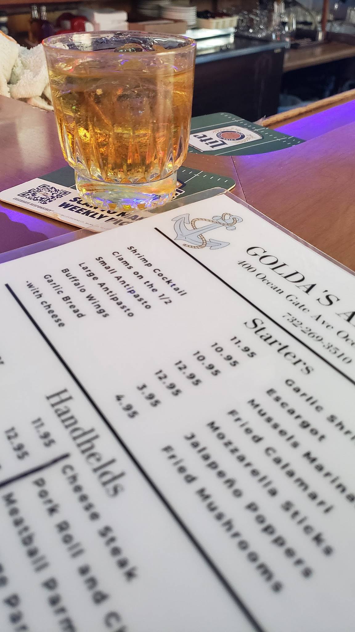 Menu at Anchor Inn pizzeria, Ocean Gate
