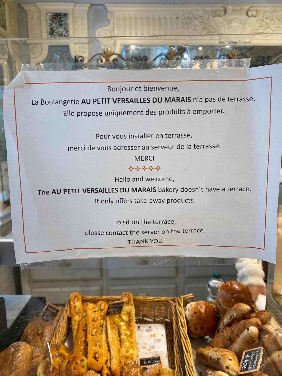 Menu au Au Petit Versailles du Marais Paris IV café, Paris, 27 Rue François  Miron