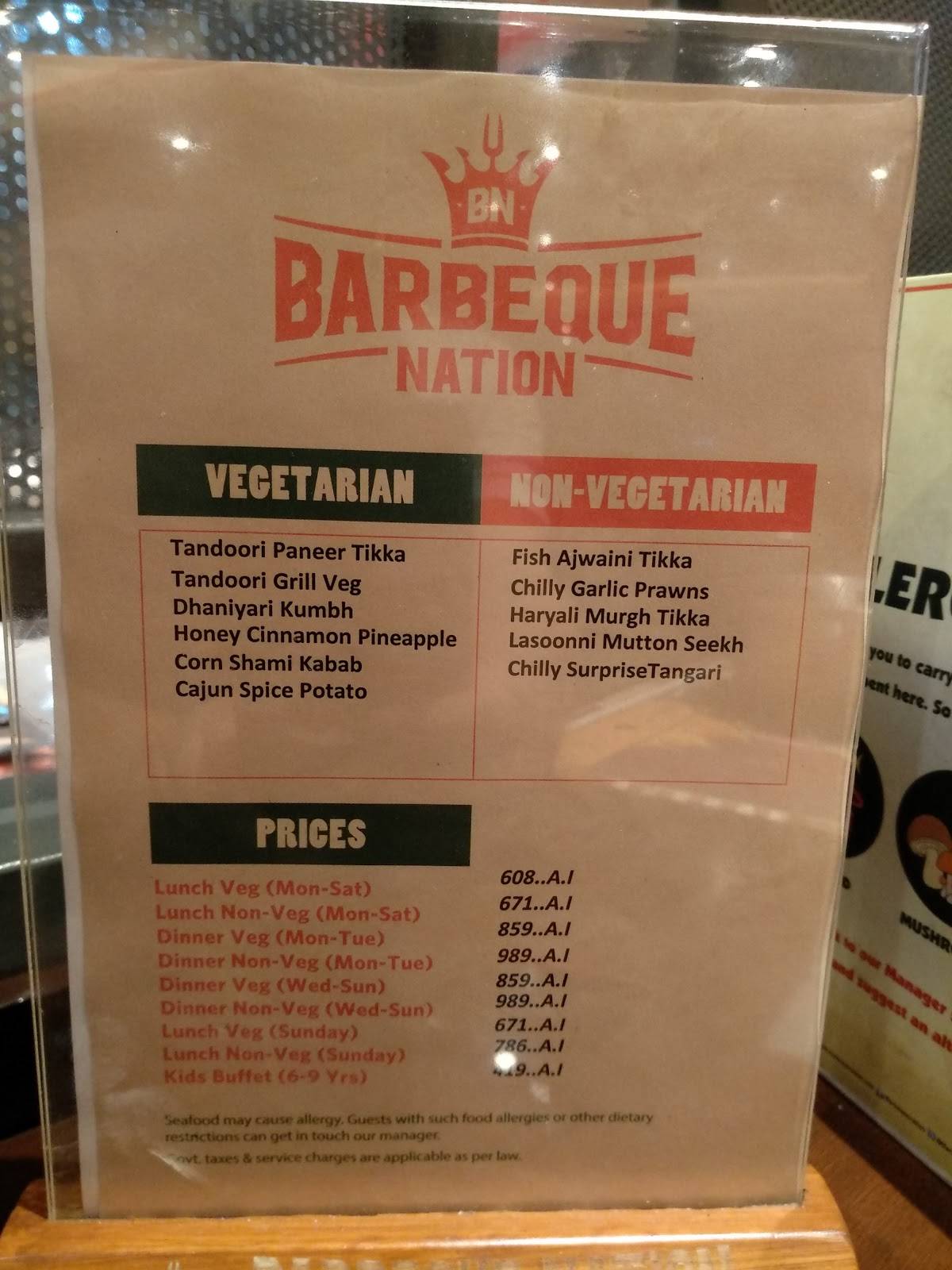 Menu at Barbeque Nation, Greater Noida, 4, 2nd Floor, Omaxe Connaught