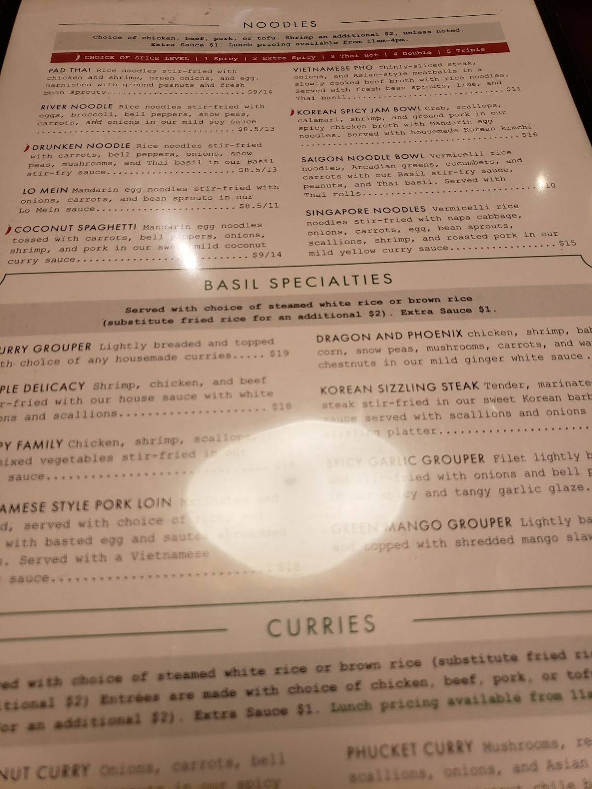 Menu at Basil 1791 pub & bar, Hamilton