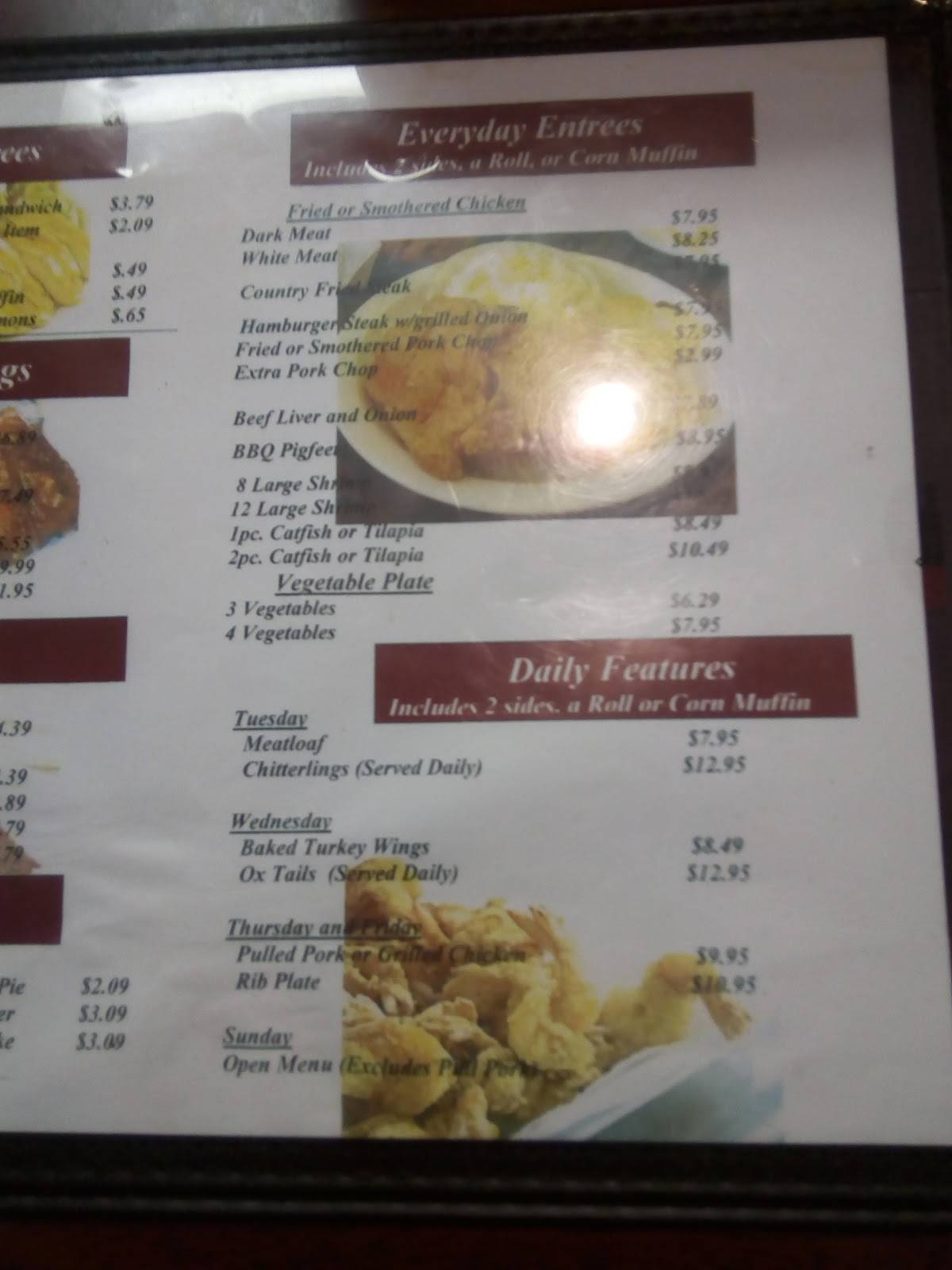 Menu at Big Mama's Soul Food desserts, Augusta