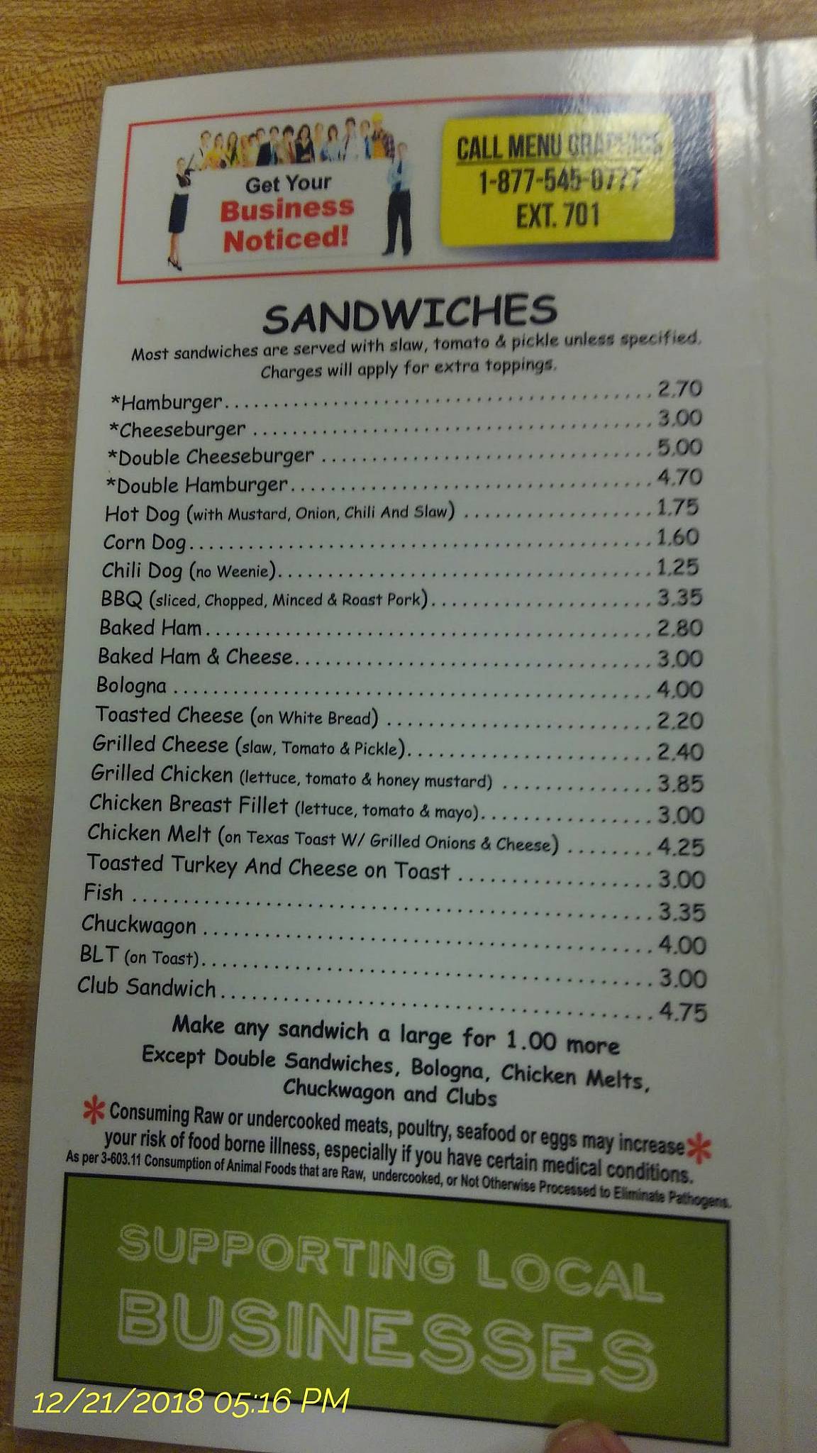 Menu at Black's Grill BBQ, Cherryville