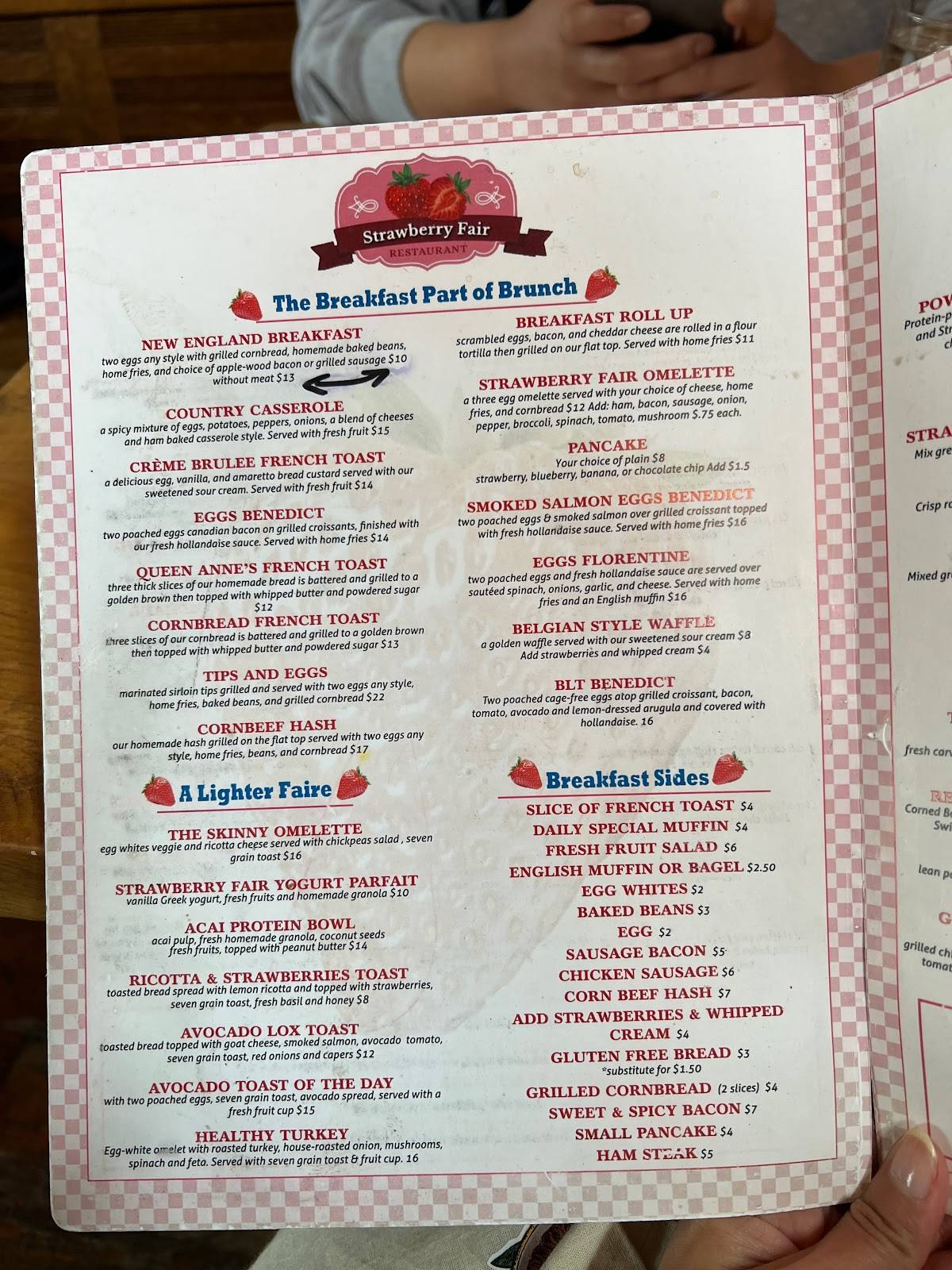 Menu at Strawberry Fair Restaurant, Norwell