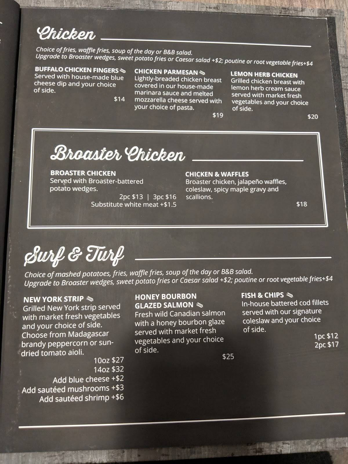 Menu at Bricks & Barley, NiagaraontheLake