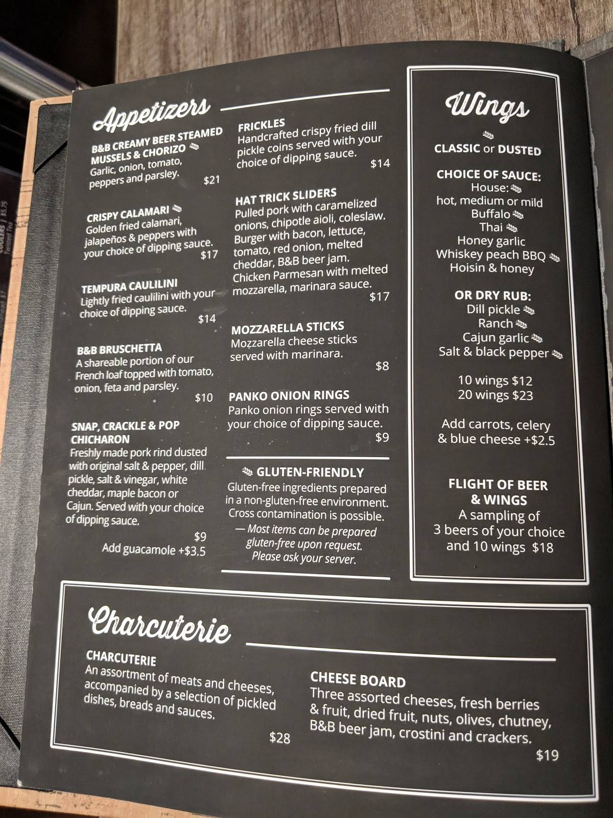 Menu at Bricks & Barley, NiagaraontheLake