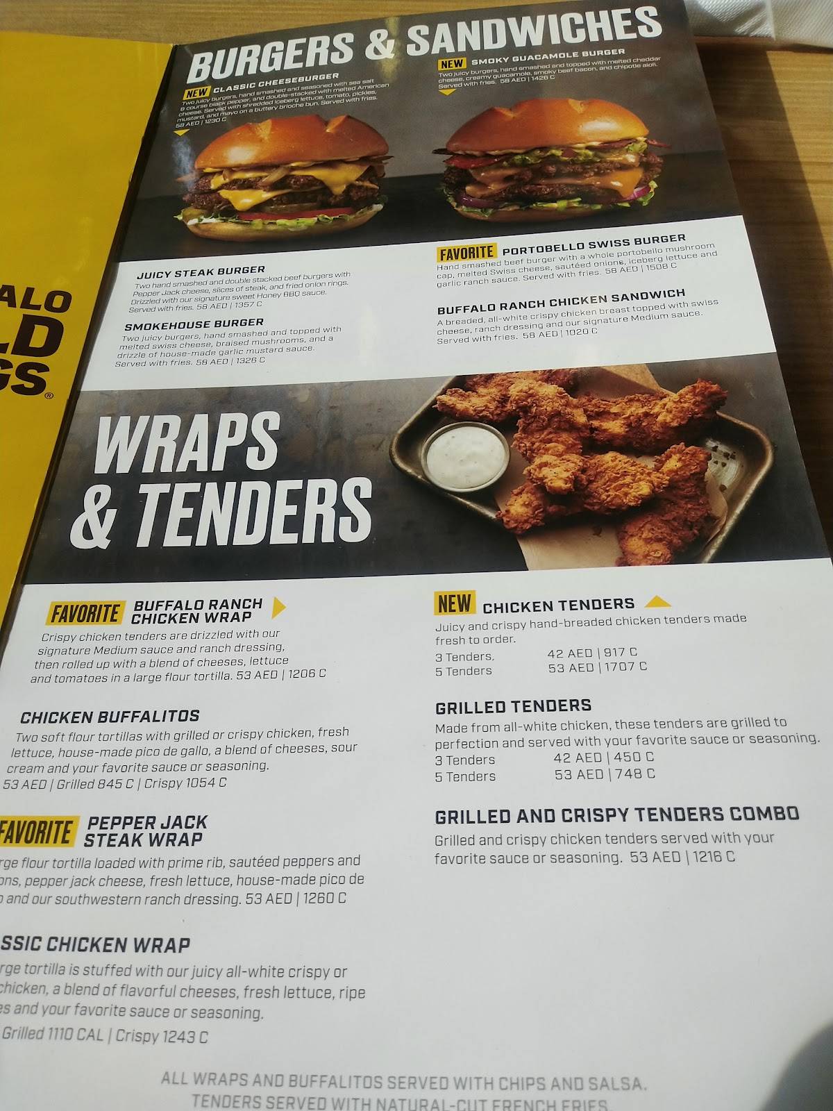 Menu at Buffalo Wild Wings Jumeirah restaurant, Dubai, Jumeirah Beach Rd