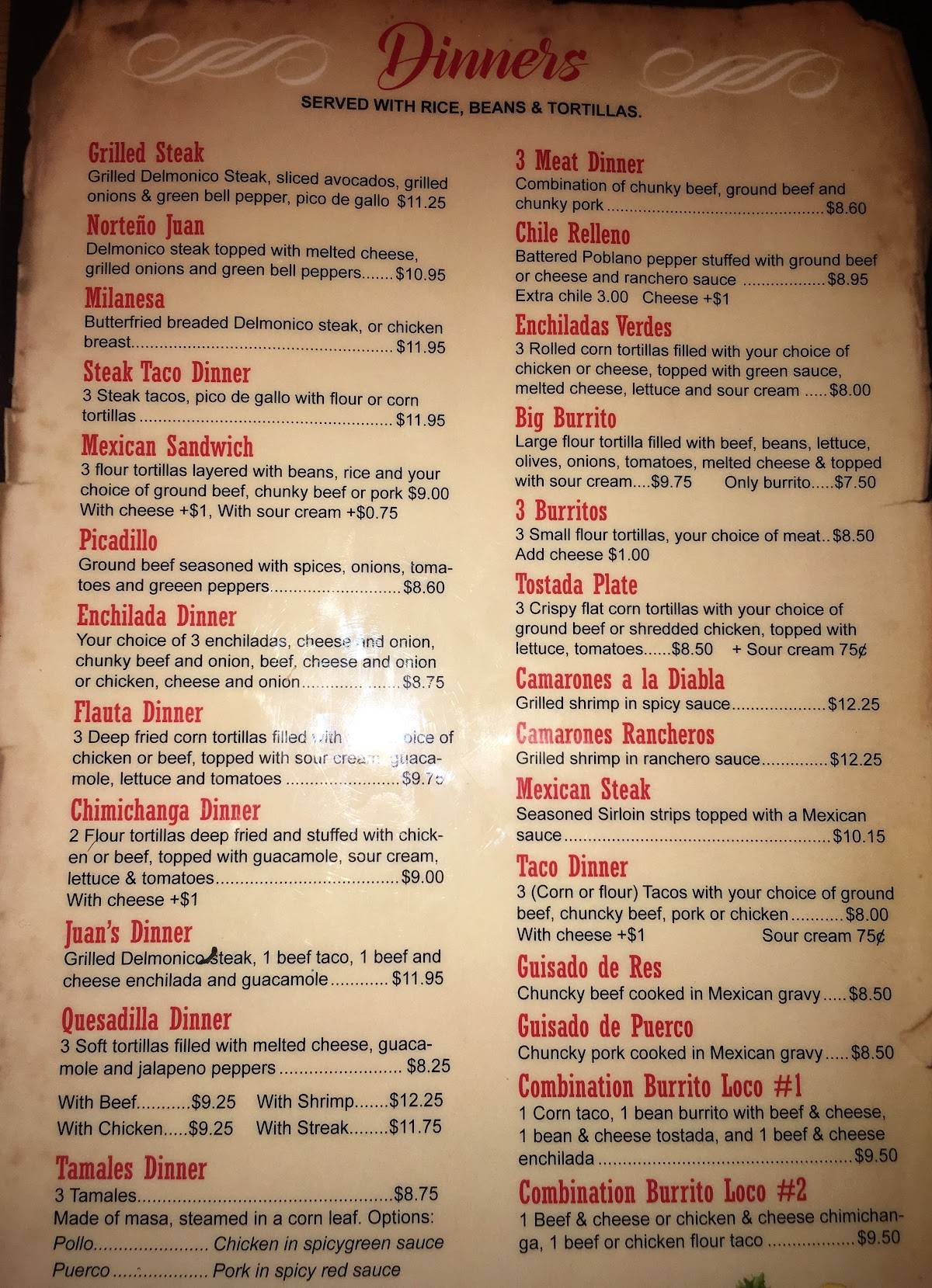Menu at Burrito Loco restaurant, Dearborn Heights