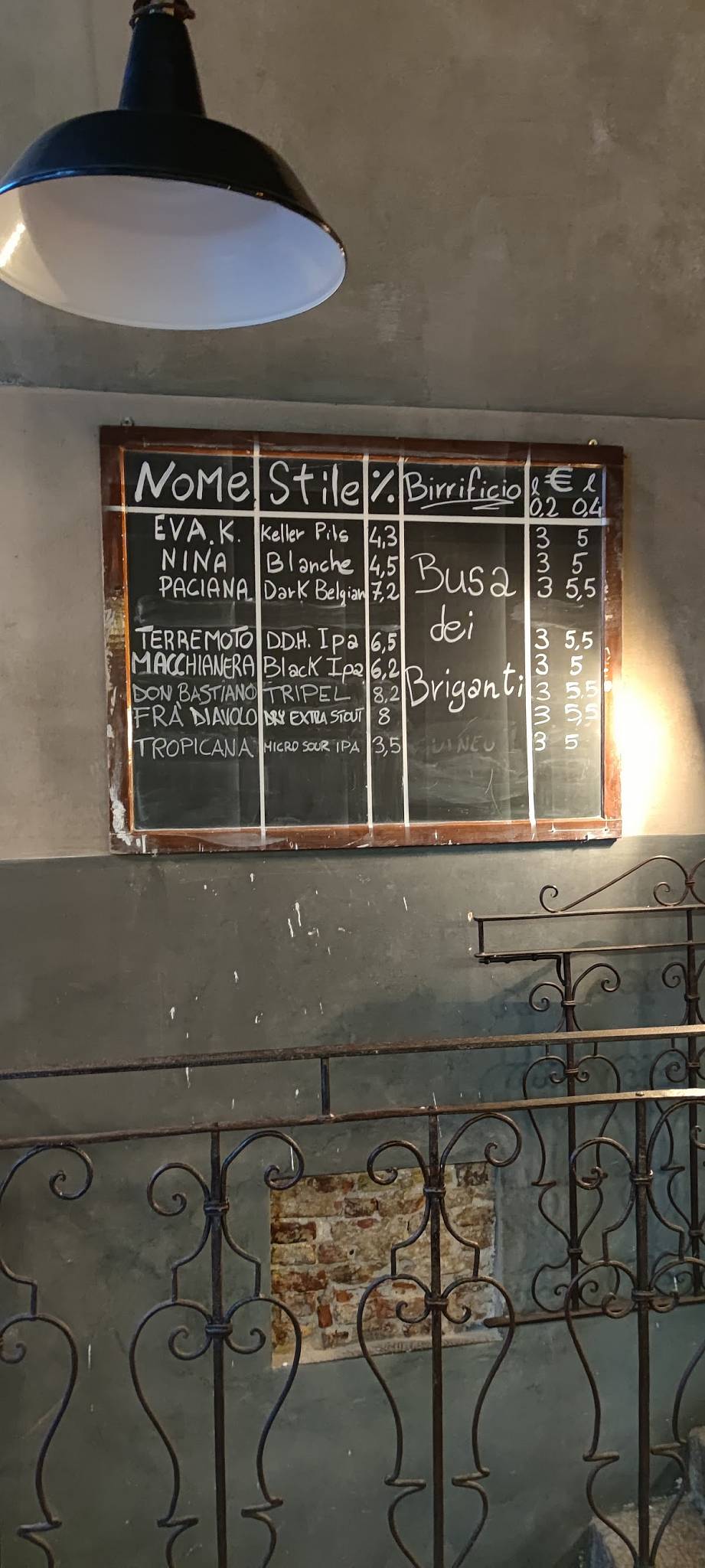 Menu da Busa dei Briganti Pub Vicenza, Vicenza