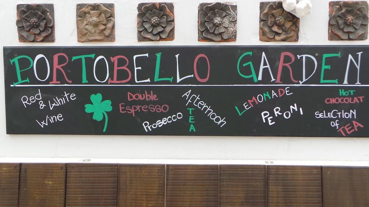 Menu at Portobello Garden Arcade Italian Restaurant, London