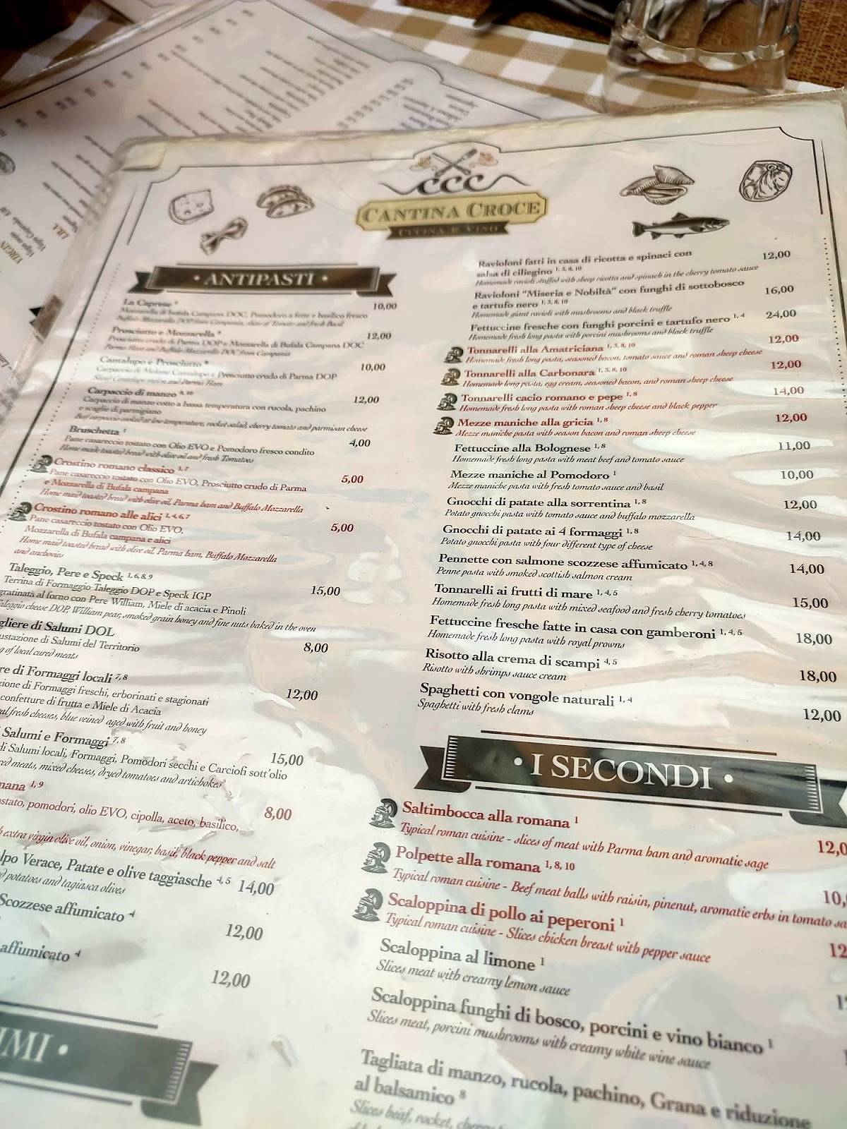 Menu da Cantina Croce pizzeria, Roma