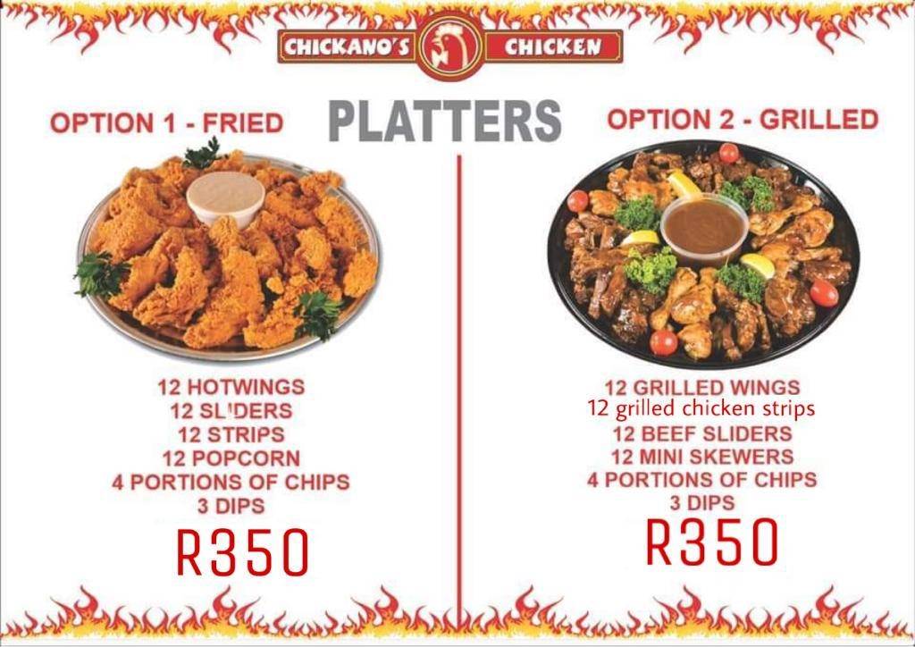 Menu at Chickanos Chicken Lydenburg restaurant, Lydenburg, Shop 3