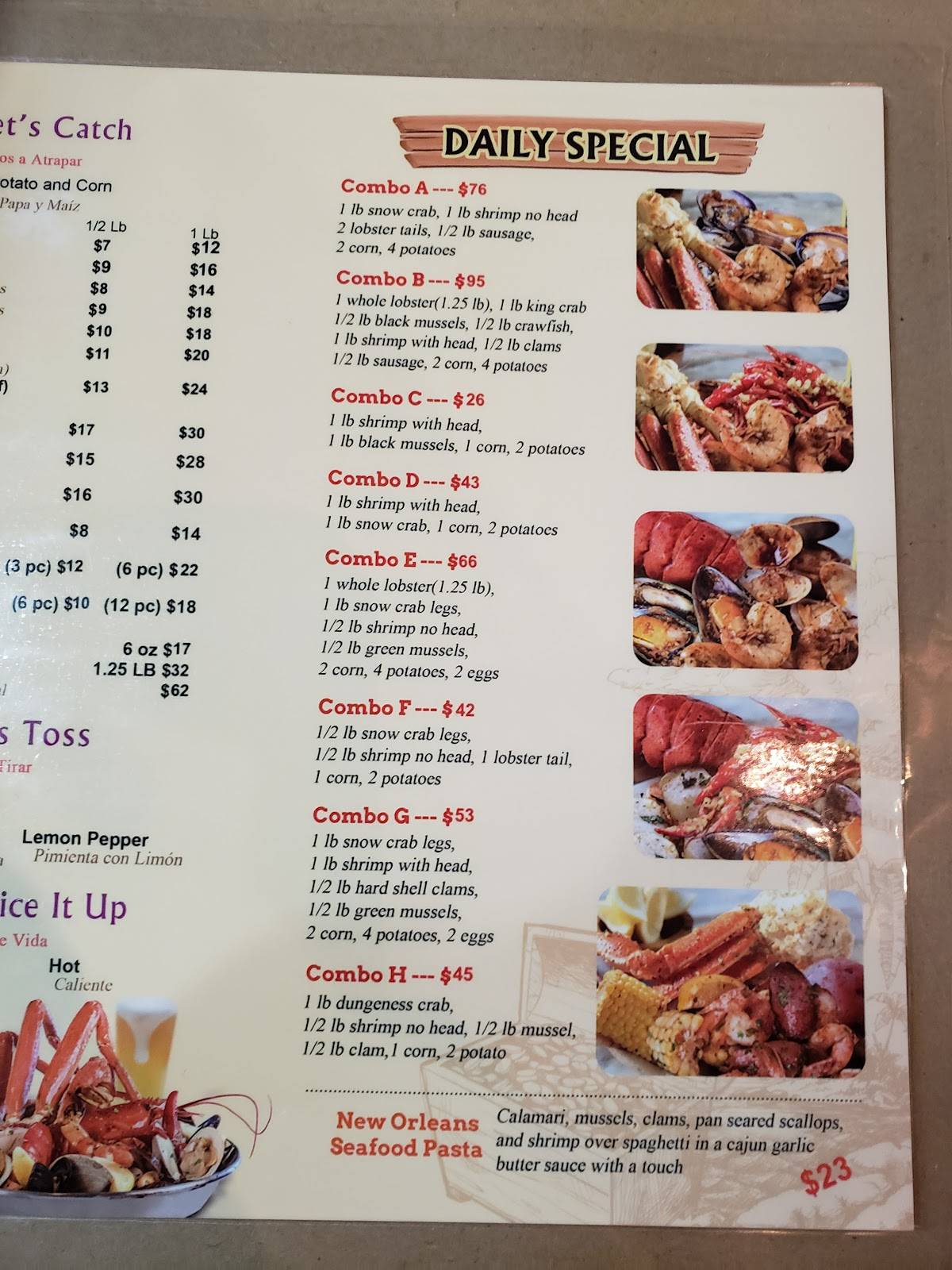 Menu at Crab Island Cajun Seafood & Bar, Clifton