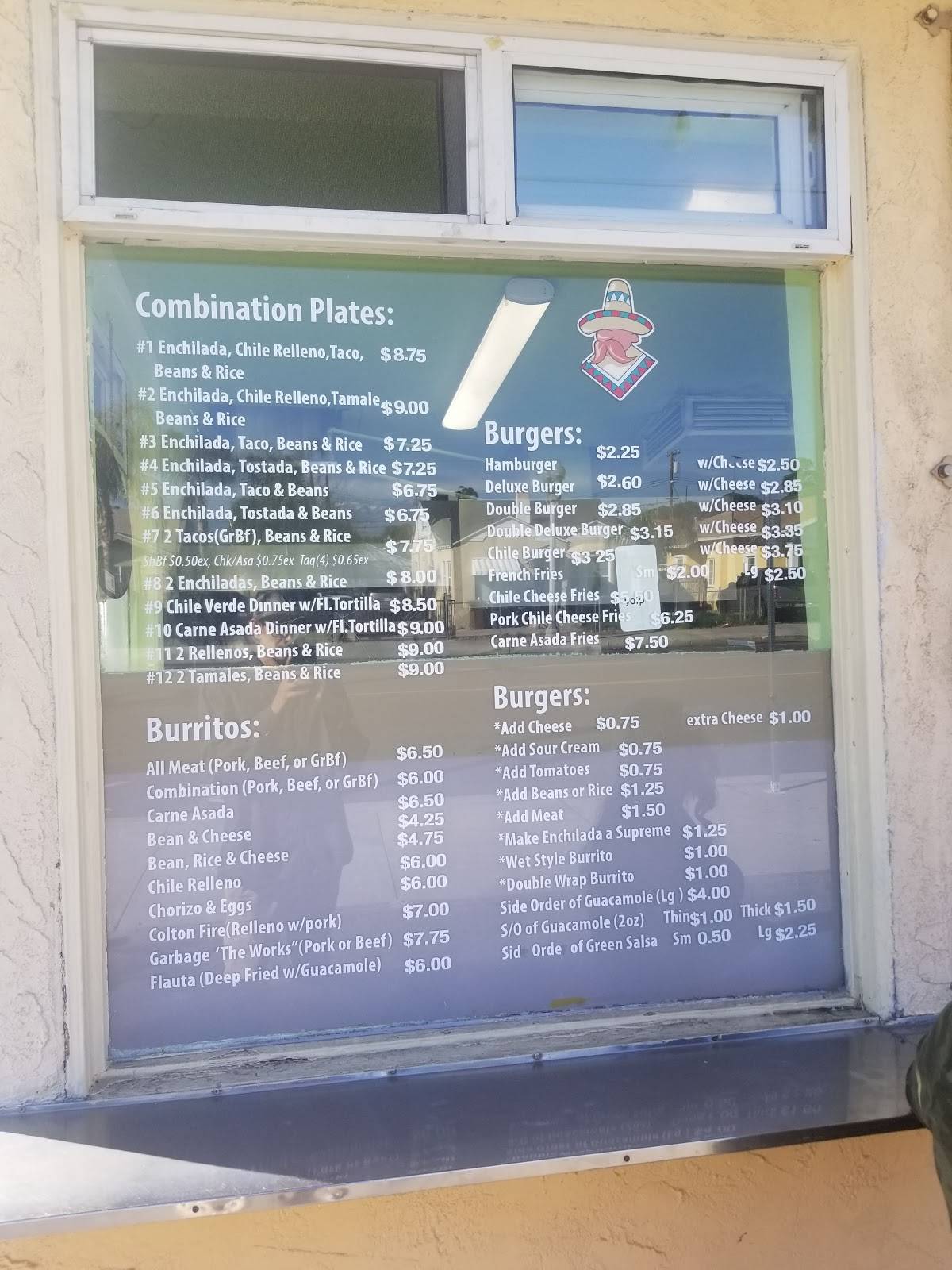 Menu at El Taquito restaurant, Colton