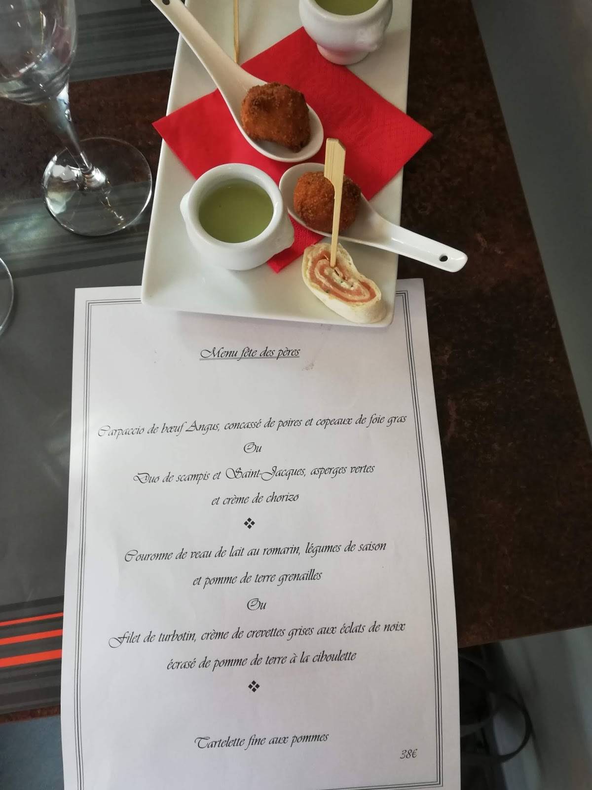 Menu au Comme Chez-vous, Châtelet