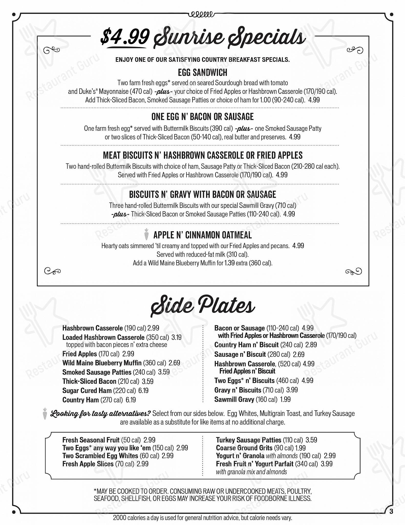 Menu at Cracker Barrel Old Country Store, Lavonia