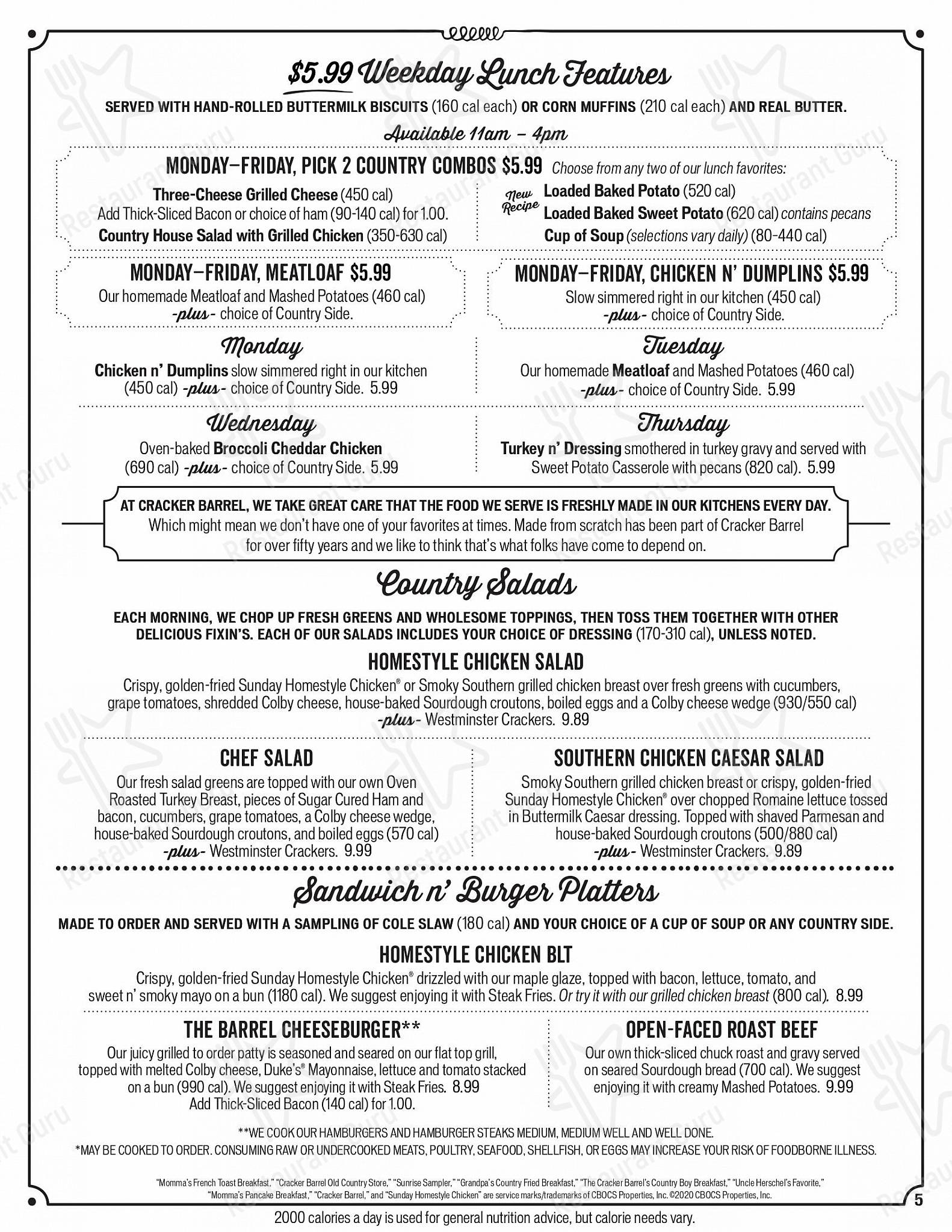 Cracker Barrel Old Country Store Traverse City Menu - s6hblju