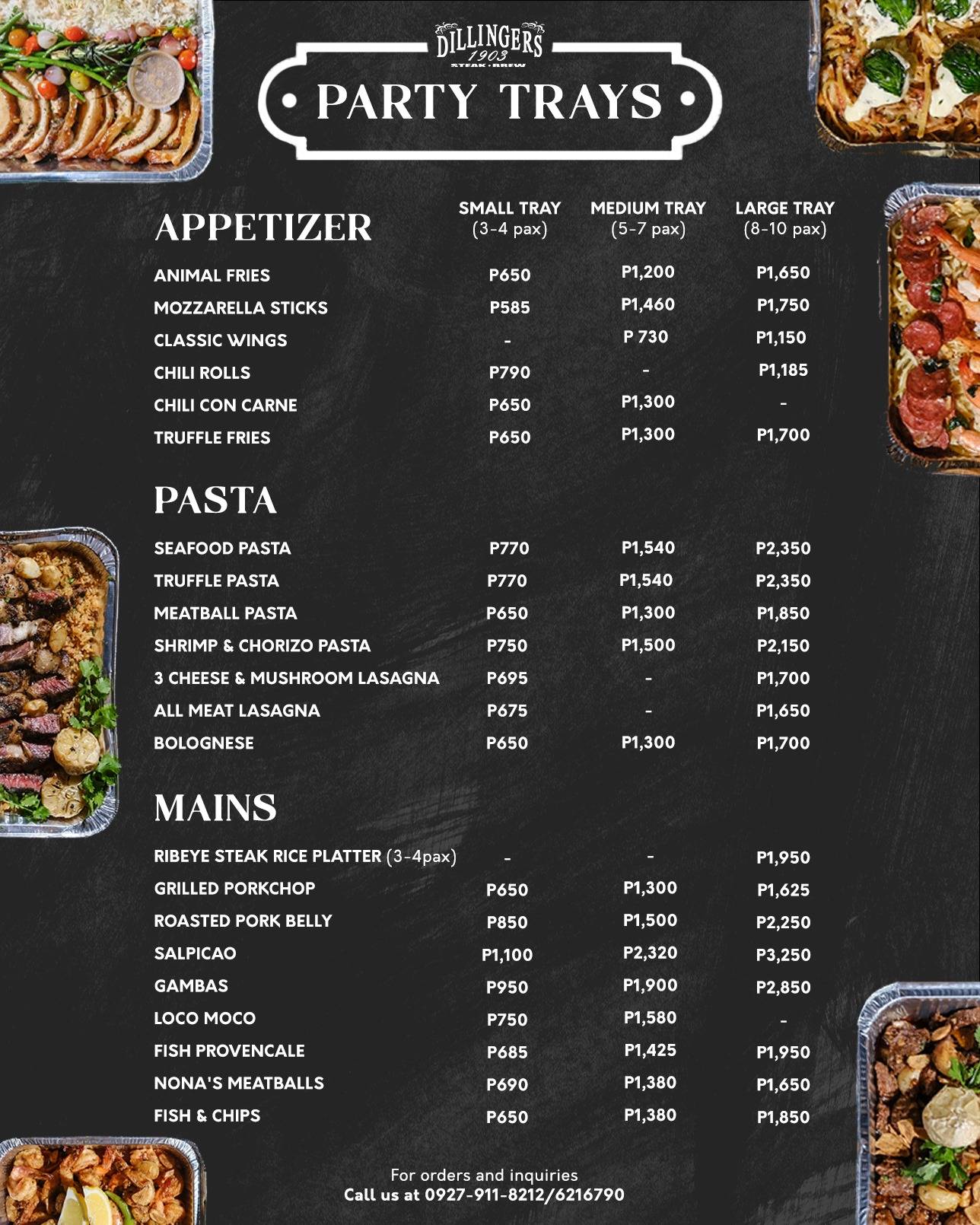 Menu at Dillingers 1903 Steak and Brew pub & bar, Makati