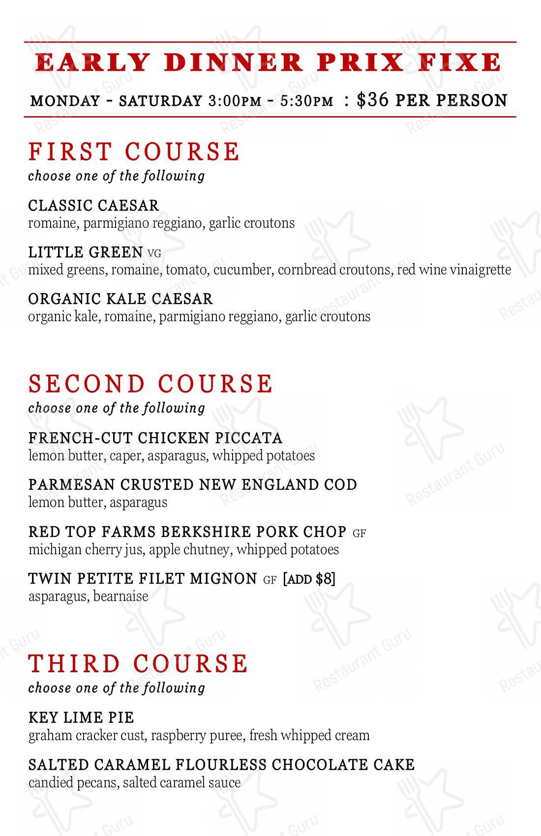 Menu at Ditka's Grill restaurant, Wheaton