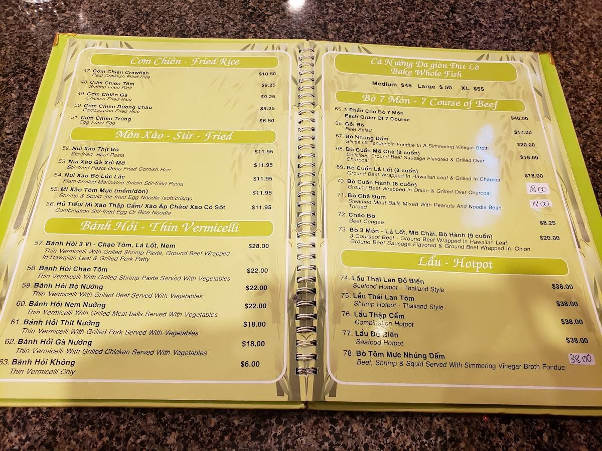 Menu at Đồng Quê Restaurant, Garland
